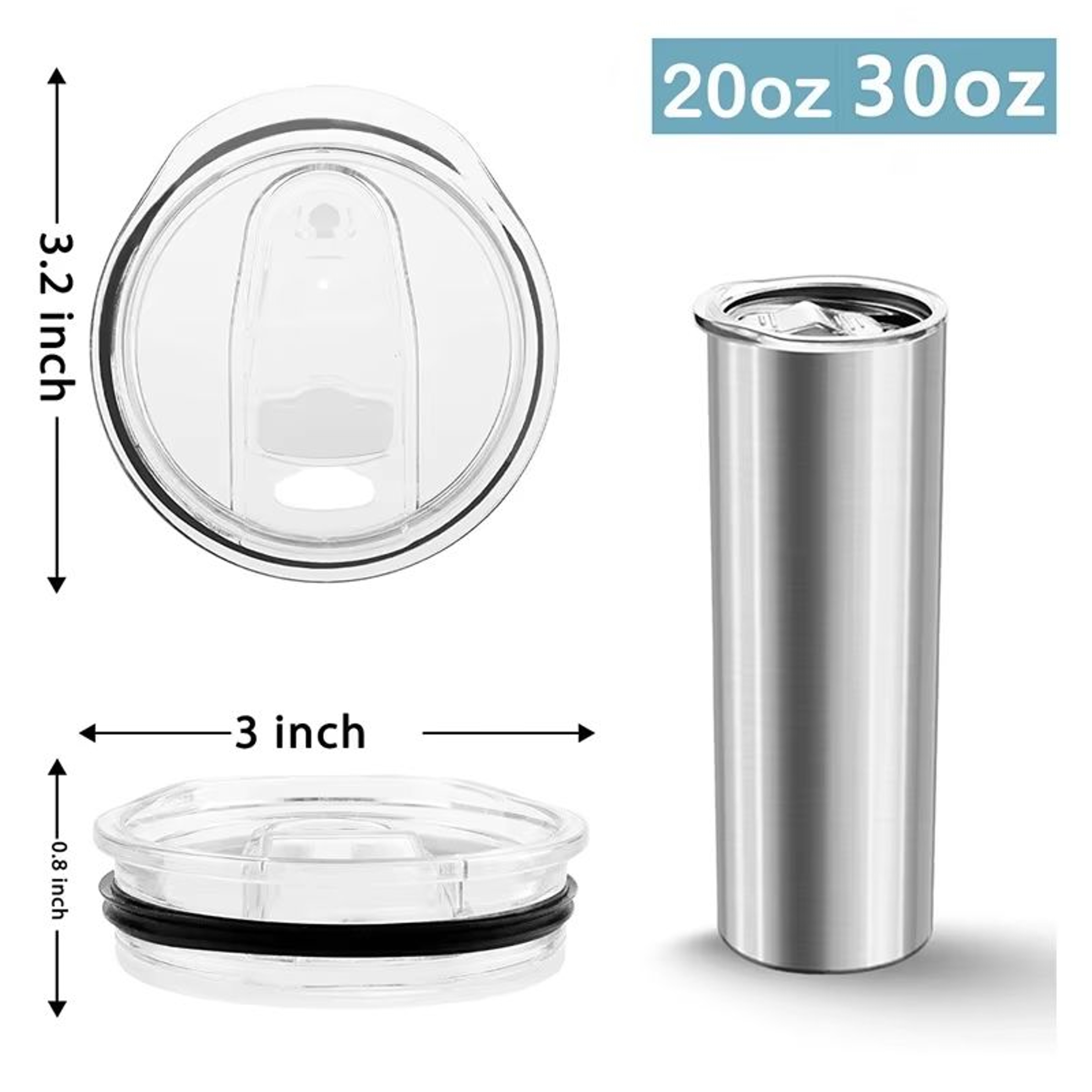 Clear SpillProof 20oz Tumbler Replacement Lid 1 Or 2 Pack 5