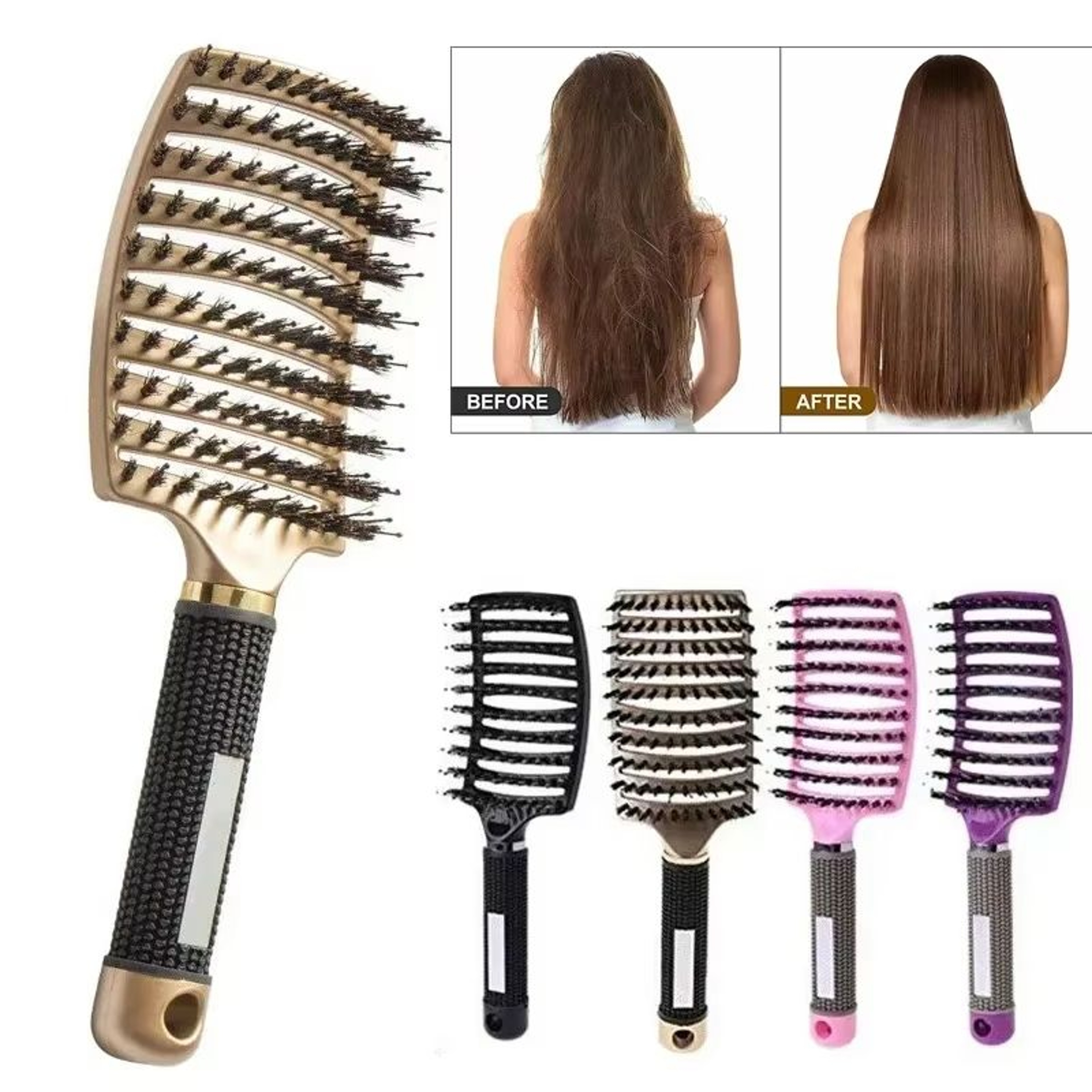 SmoothDetangle Boar  Nylon Scalp Massage Hair Brush 0