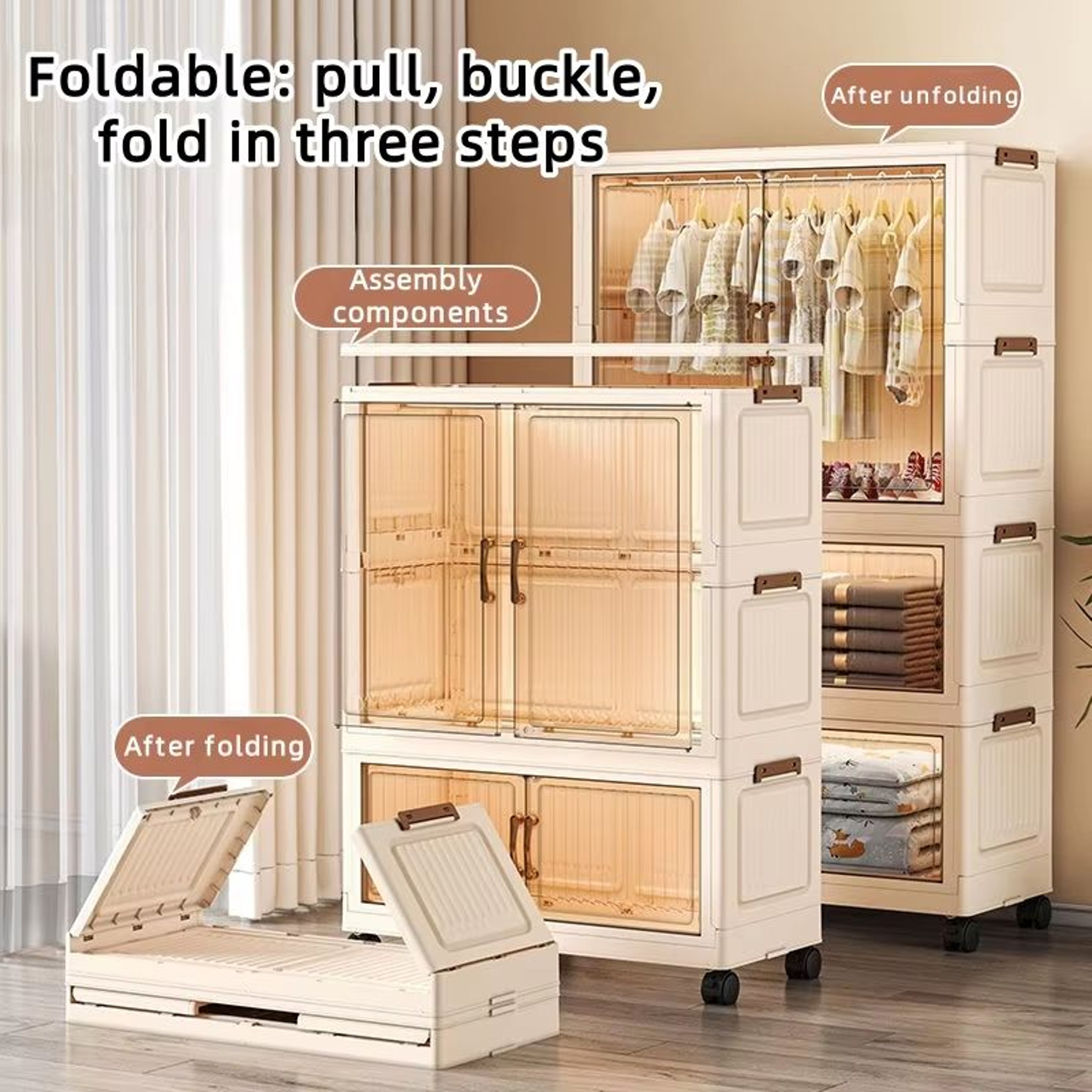 Large Capacity 80cm Folding Wardrobe Closet Organizer 3