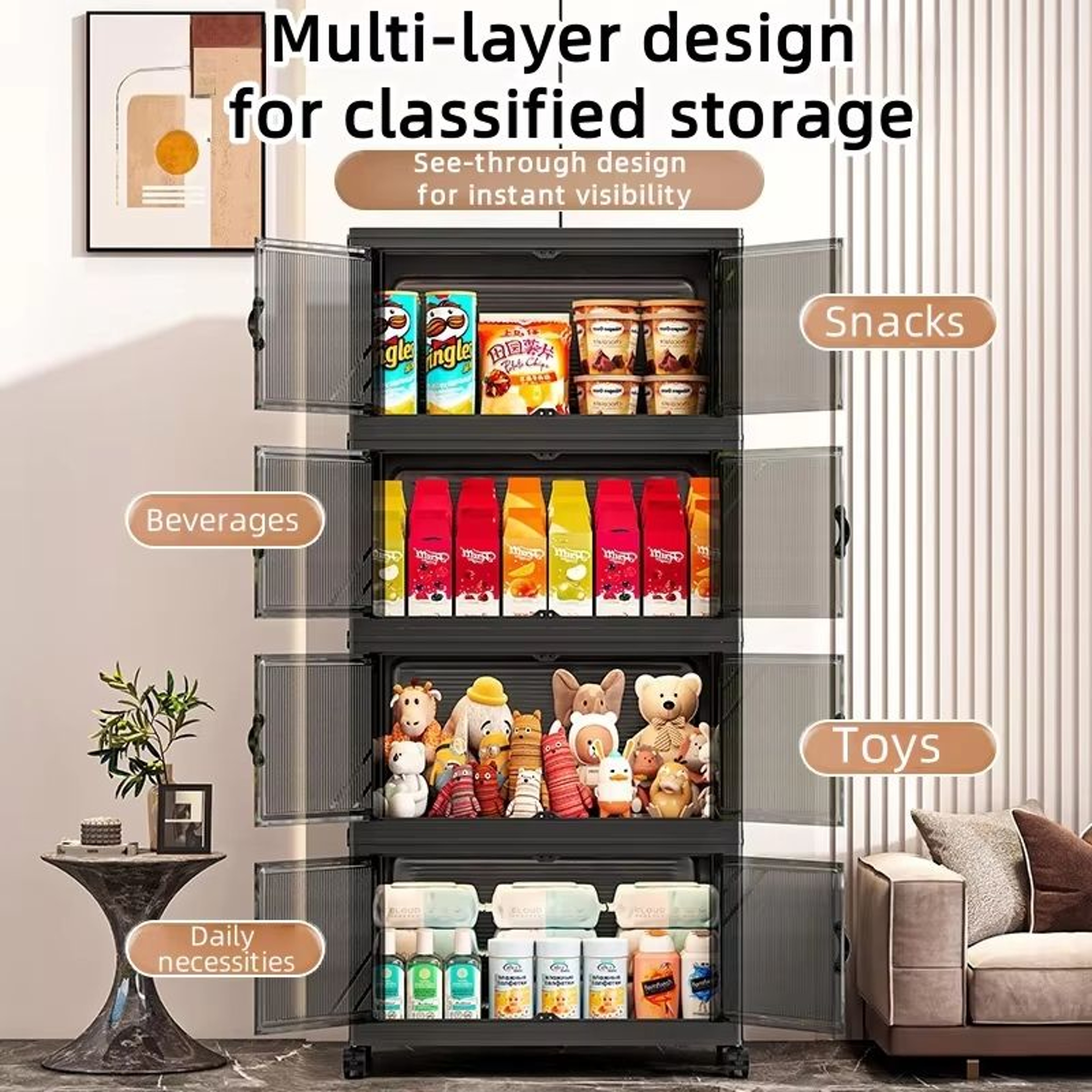 2240in Foldable Double Door Multi Layer Storage Box Organizer 2