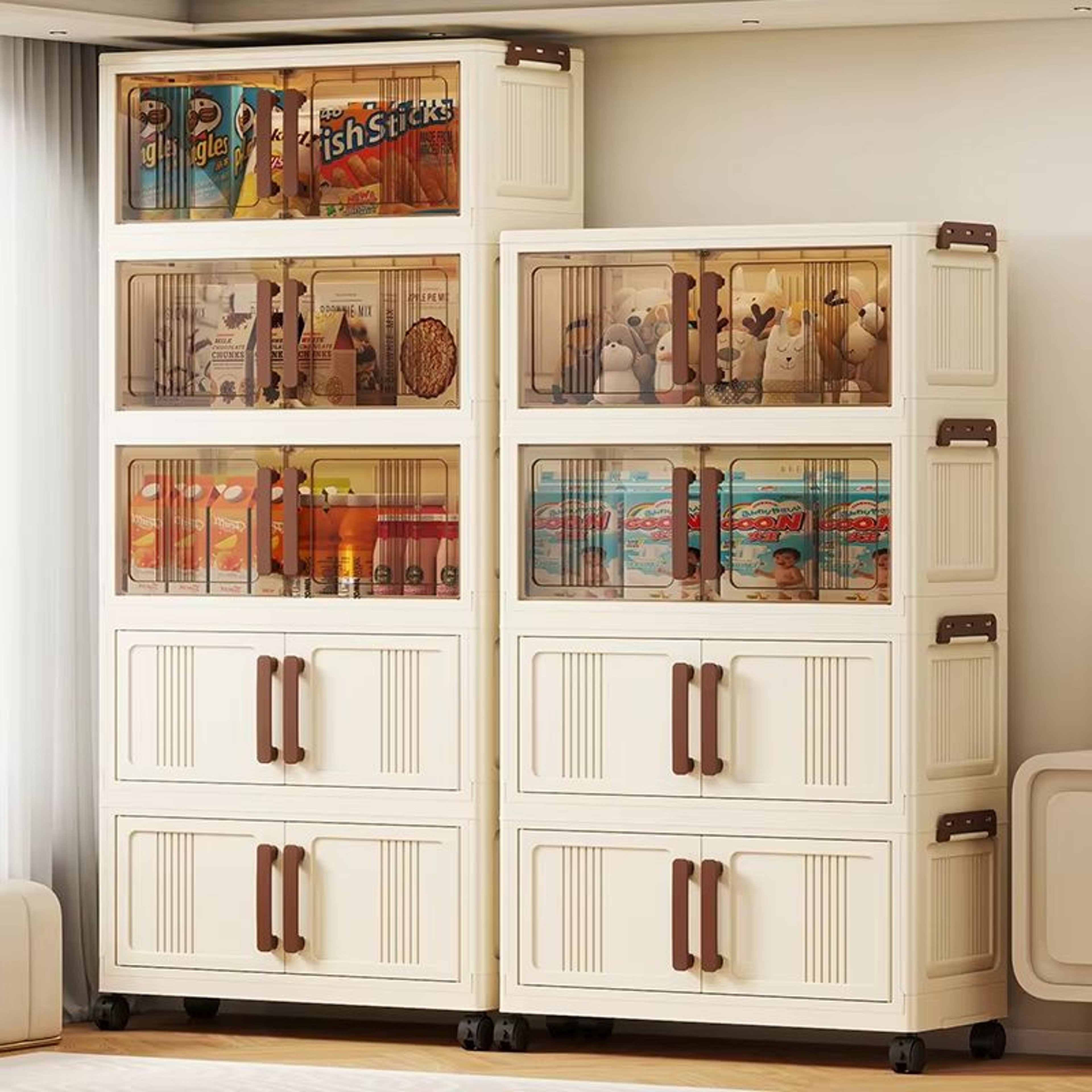 Clear Black View Foldable DoubleDoor Rolling Storage Organizer Box 2756in 3