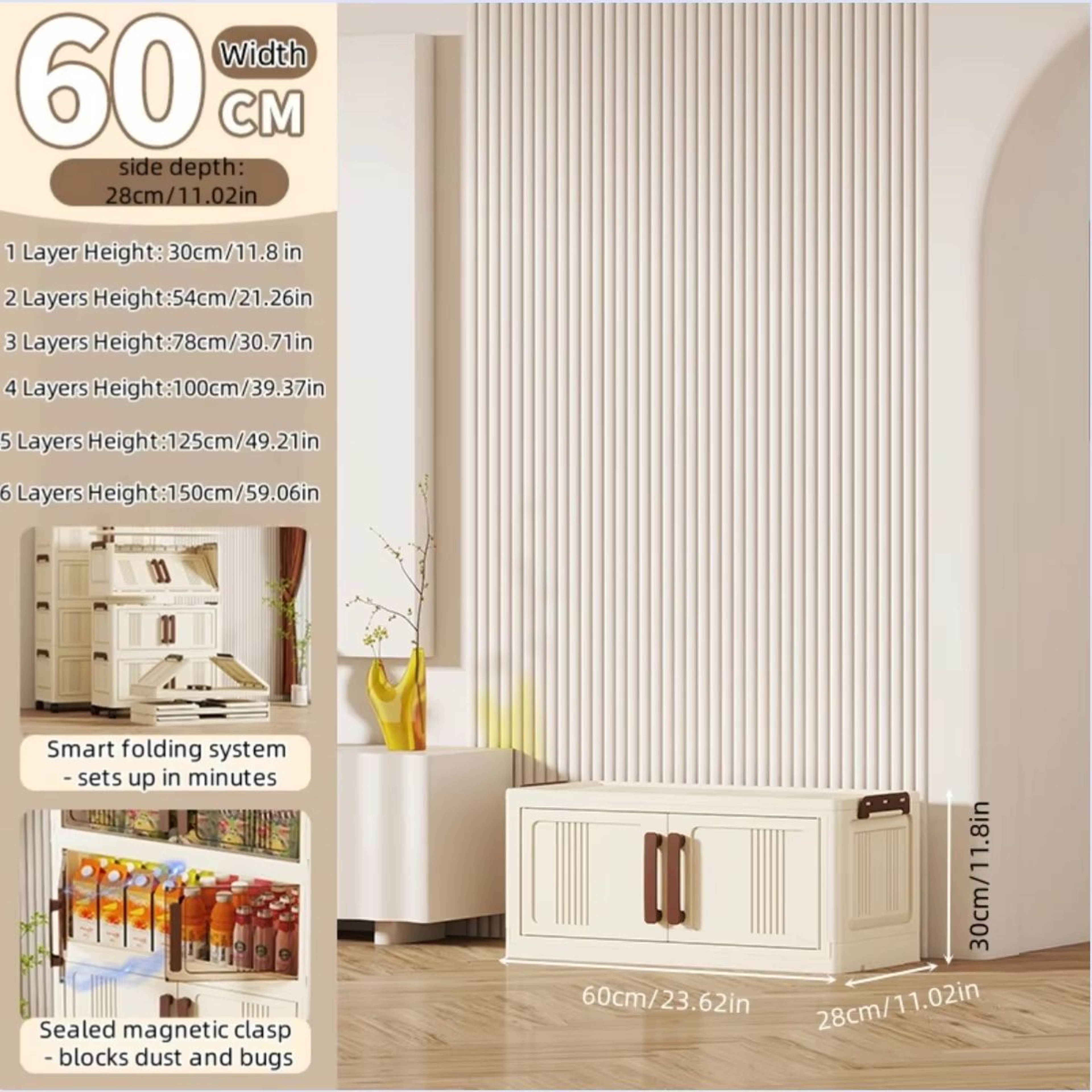 Clear View Foldable DoubleDoor Rolling Storage Cabinet 236 In 6