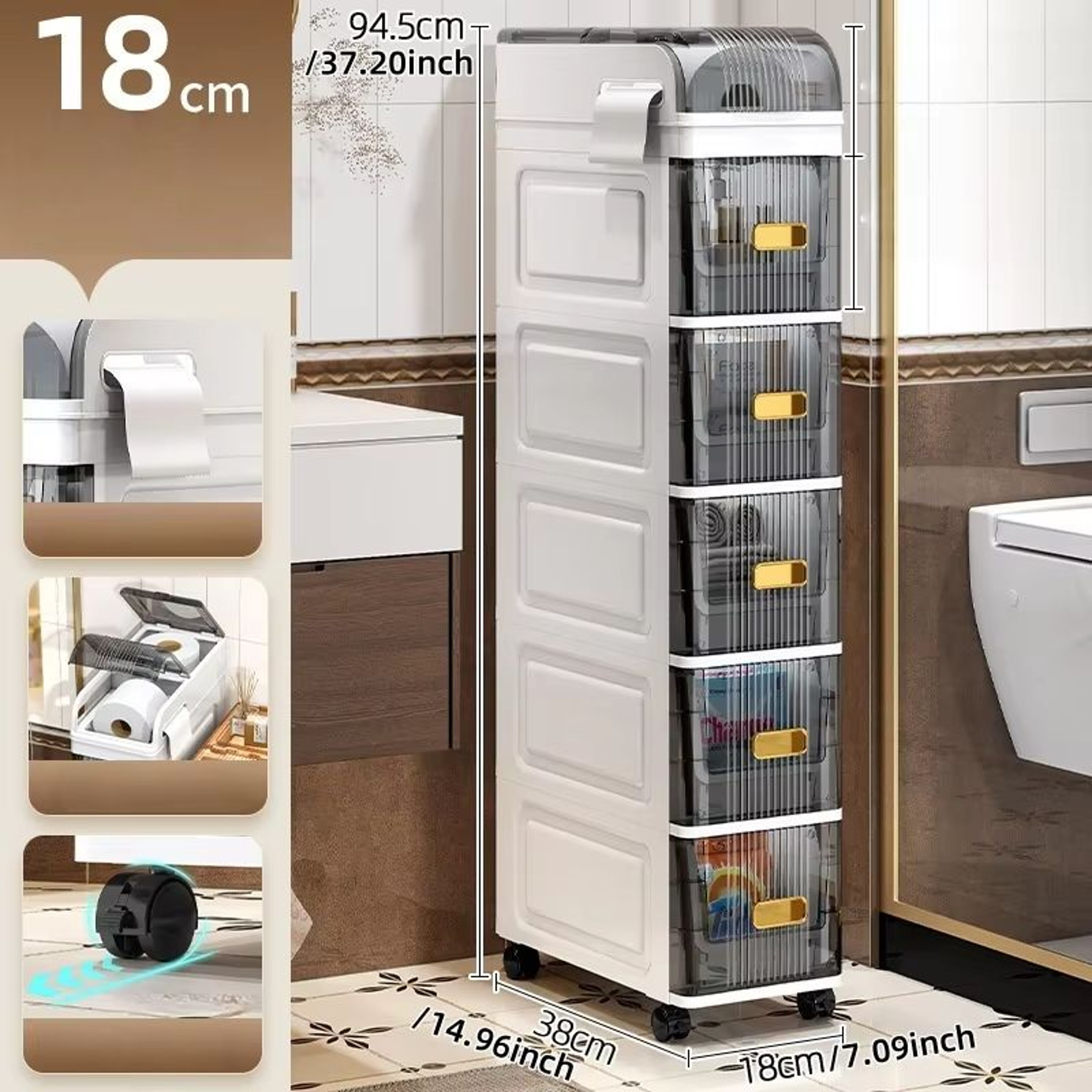 SlimSpace 18 Cm Narrow MultiTier Storage Cabinet For Small Spaces 13