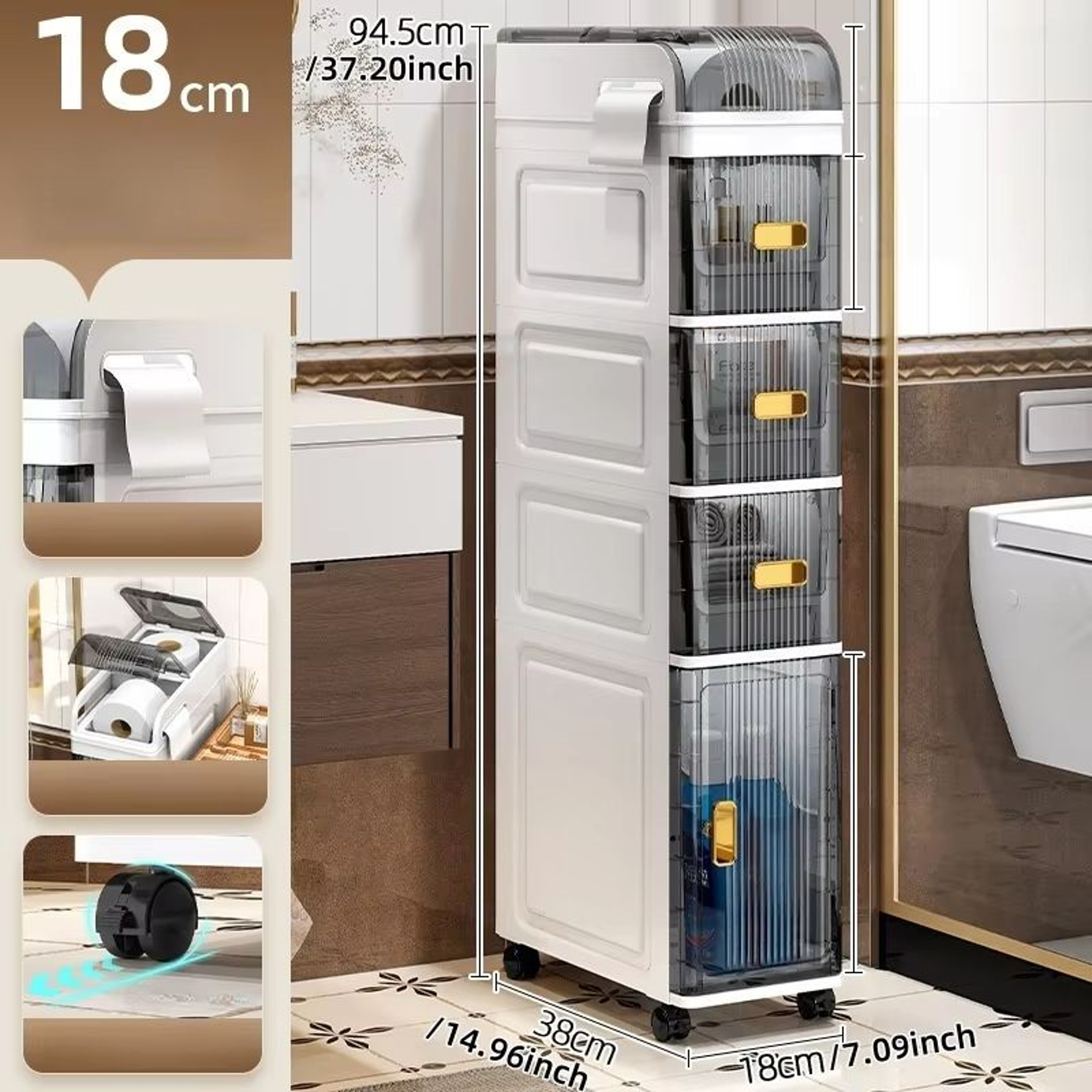 SlimSpace 18 Cm Narrow MultiTier Storage Cabinet For Small Spaces 19