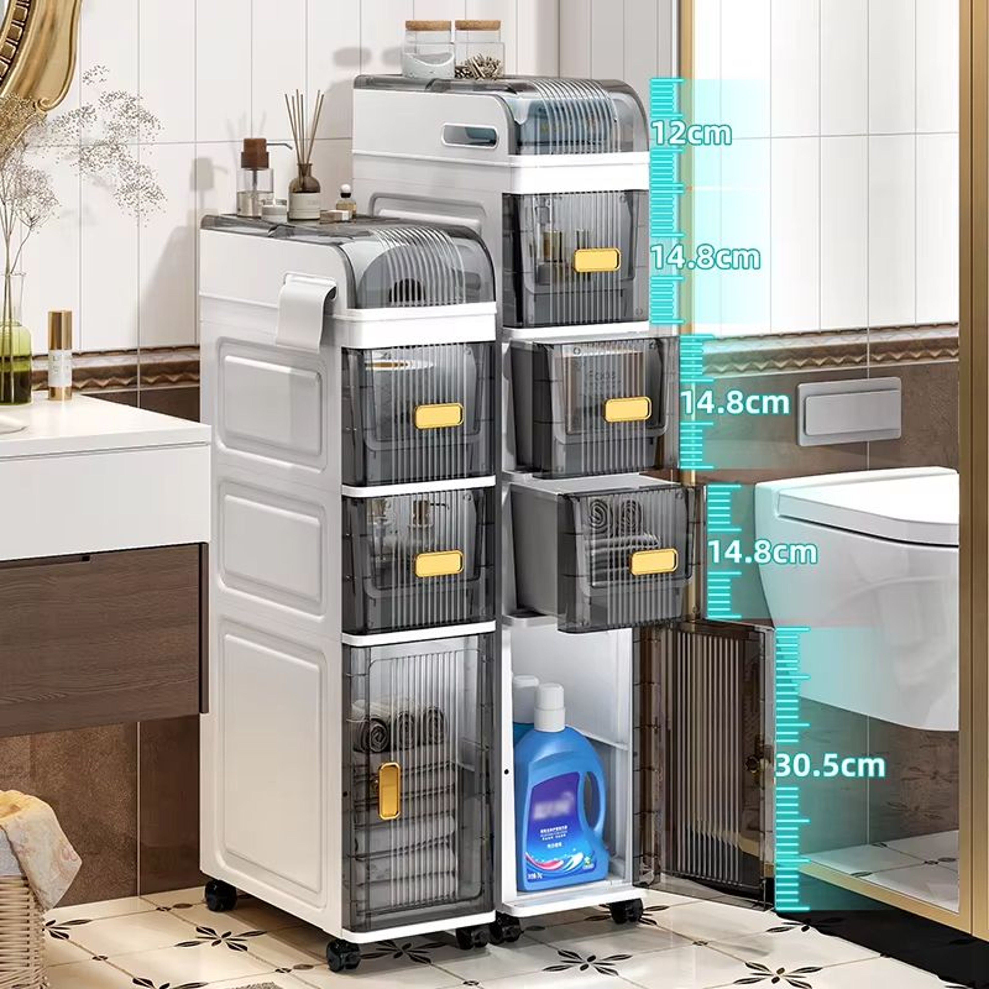 SlimSpace 18 Cm Narrow MultiTier Storage Cabinet For Small Spaces 3
