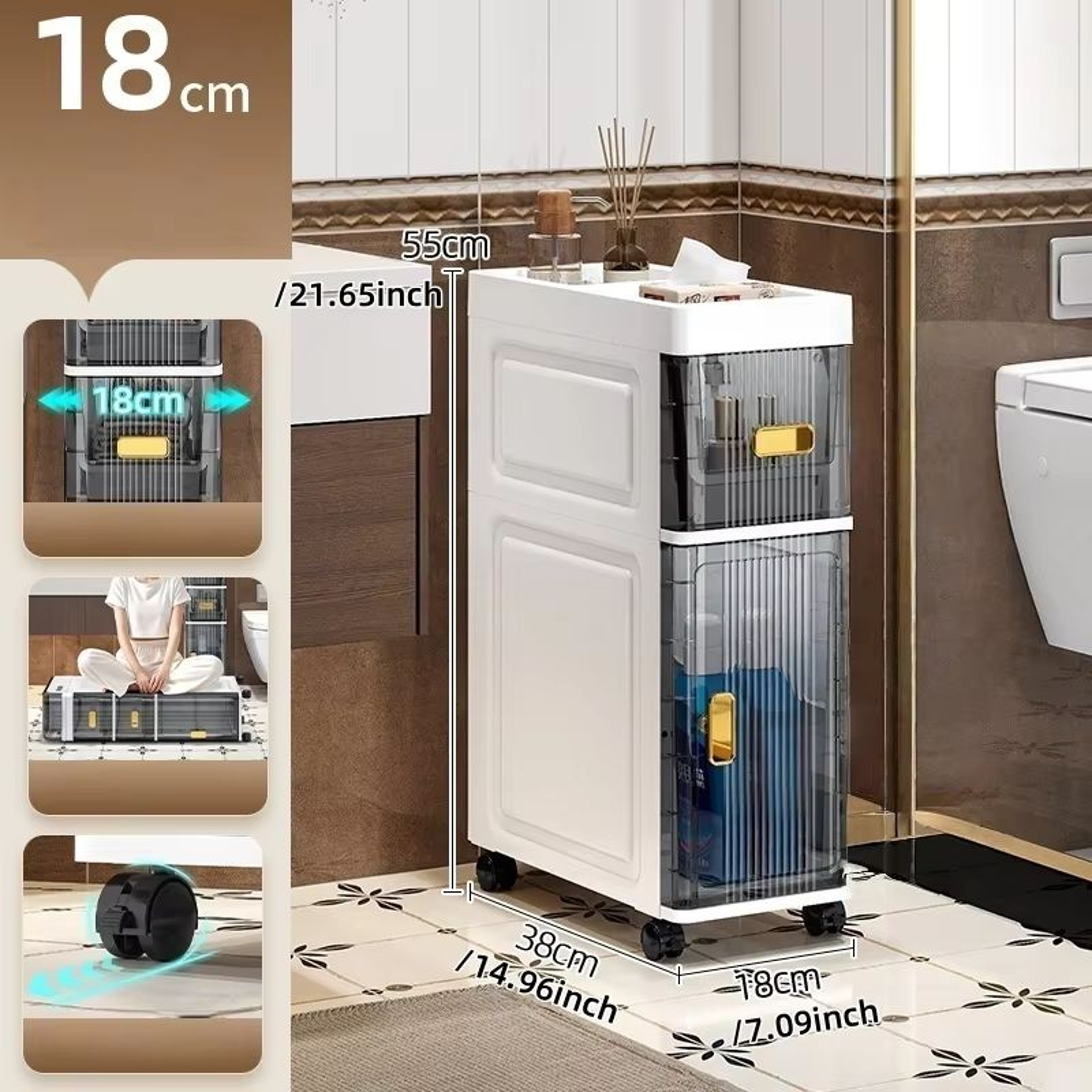 SlimSpace 18 Cm Narrow MultiTier Storage Cabinet For Small Spaces 6