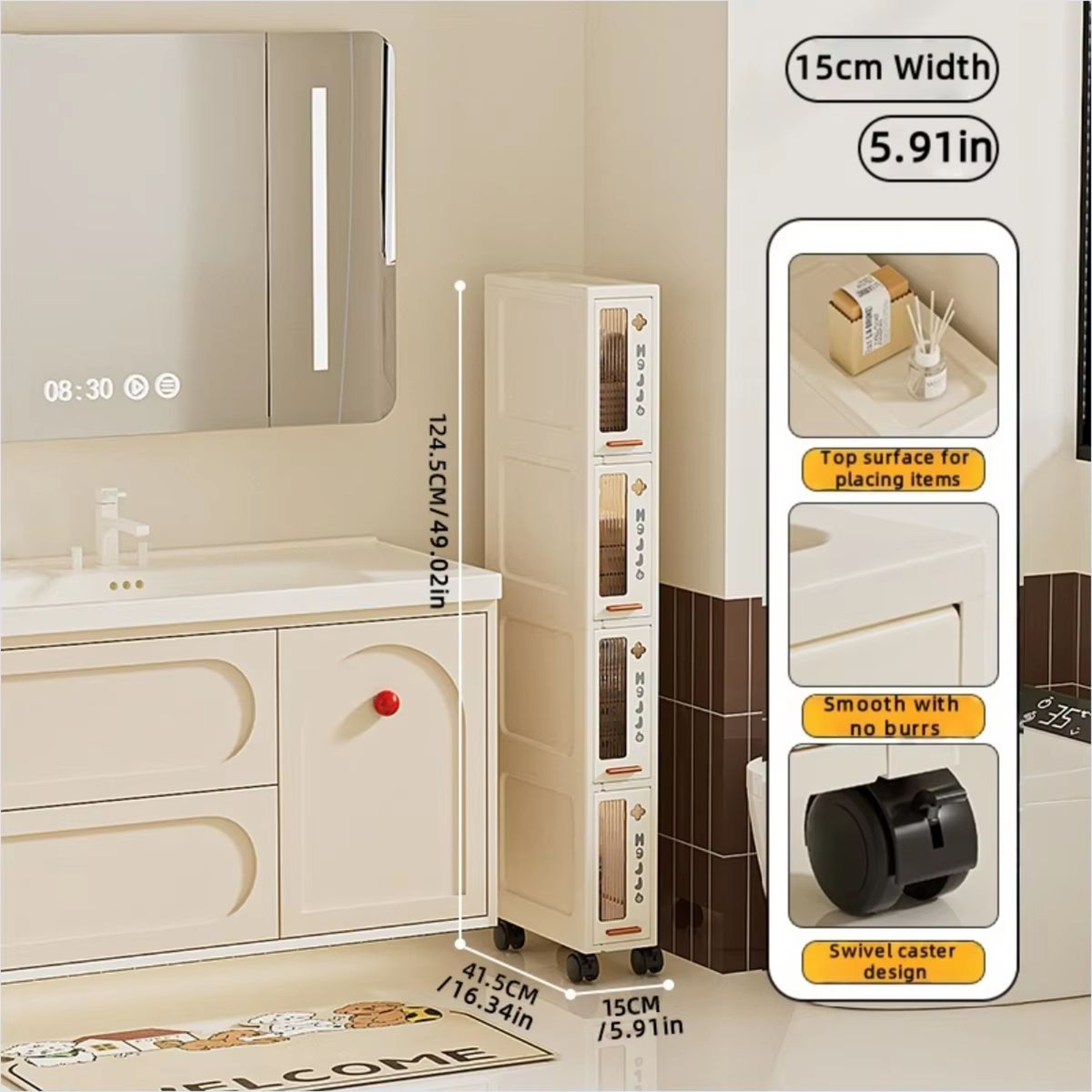 Slim Mobile Storage Cabinet Narrow Drawer Organizer Rolling Cart For Kitchen Bathroom And Living Ro 8