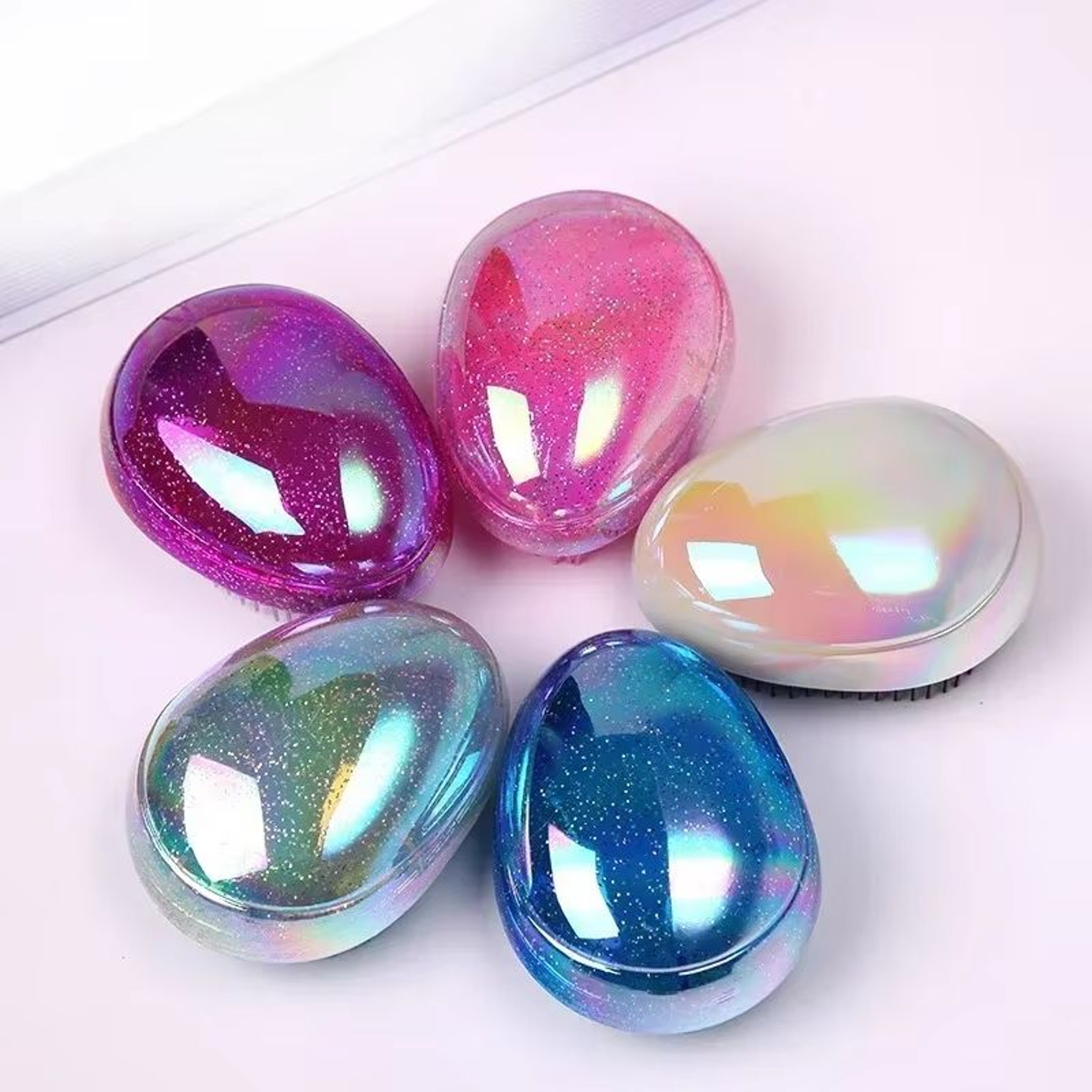 Mini Egg Round Detangling Scalp Massage Travel Hair Brush 1