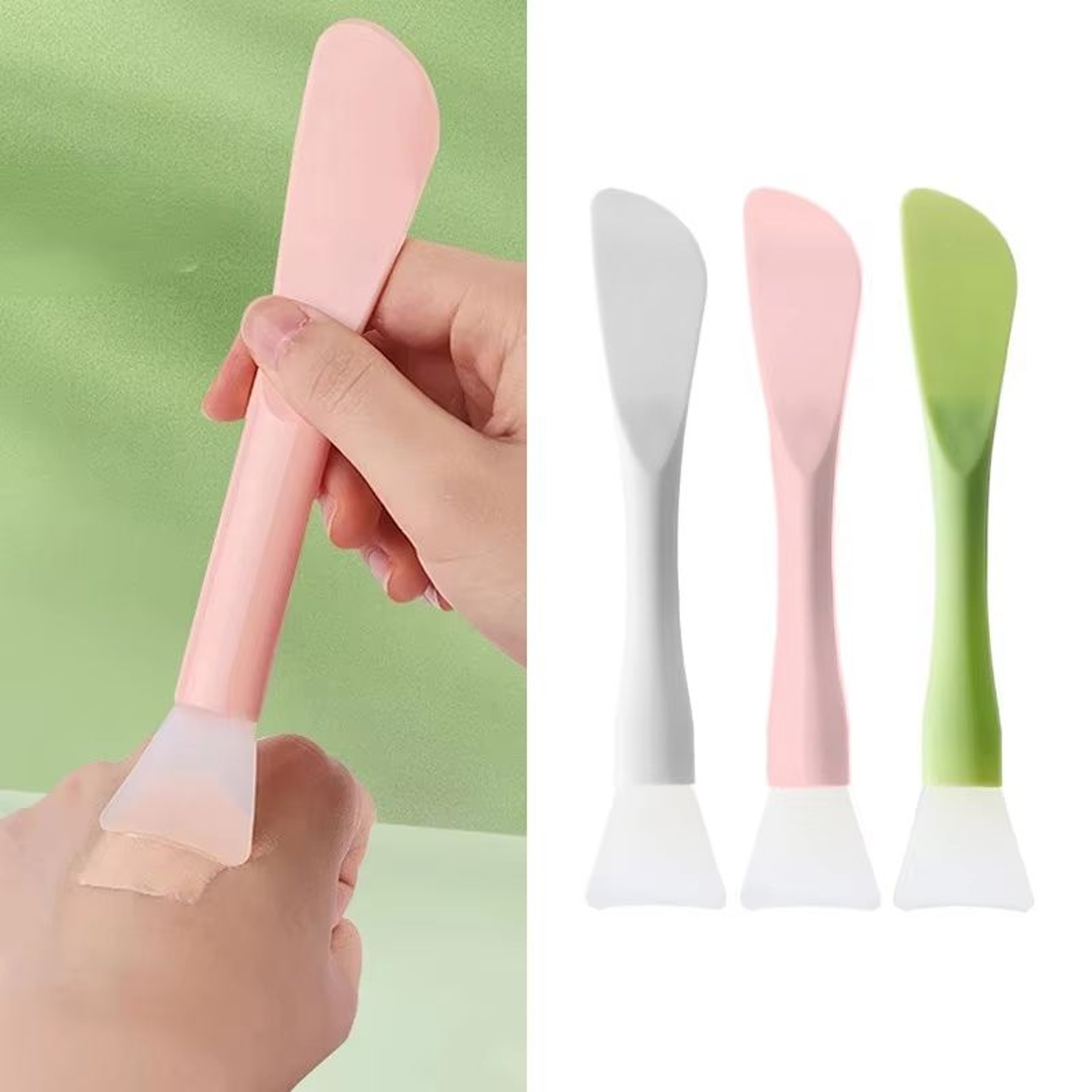 1Pcs Silicone Facial Mask Brush With Scraper  Soft Head DualUse Beauty Tool For DIY Mud  Film Masks 0