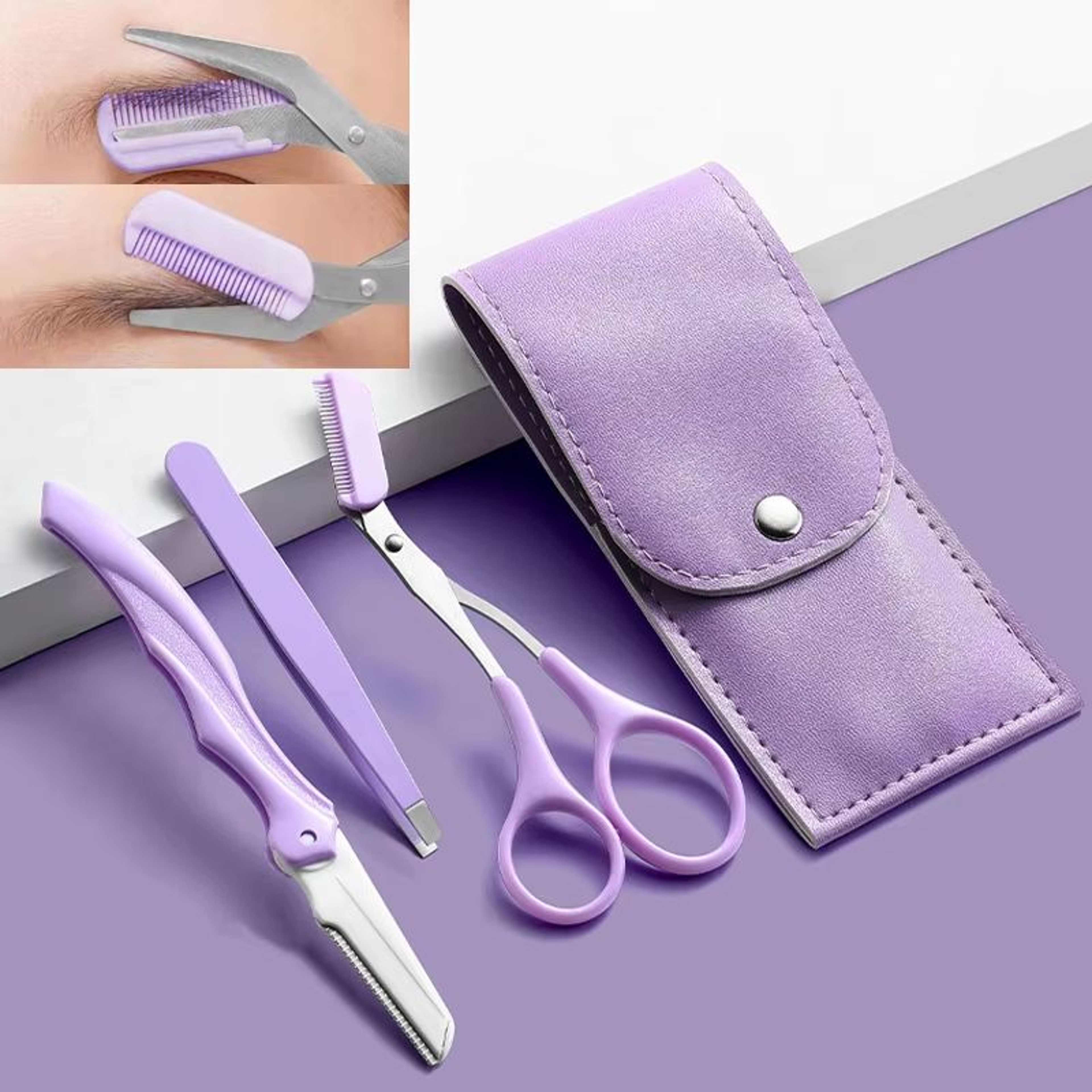 Karsyngirl 23Pcs Stainless Steel Eyebrow Trimmer Set  Folding Eyebrow Clipper Comb And Tweezers For 0
