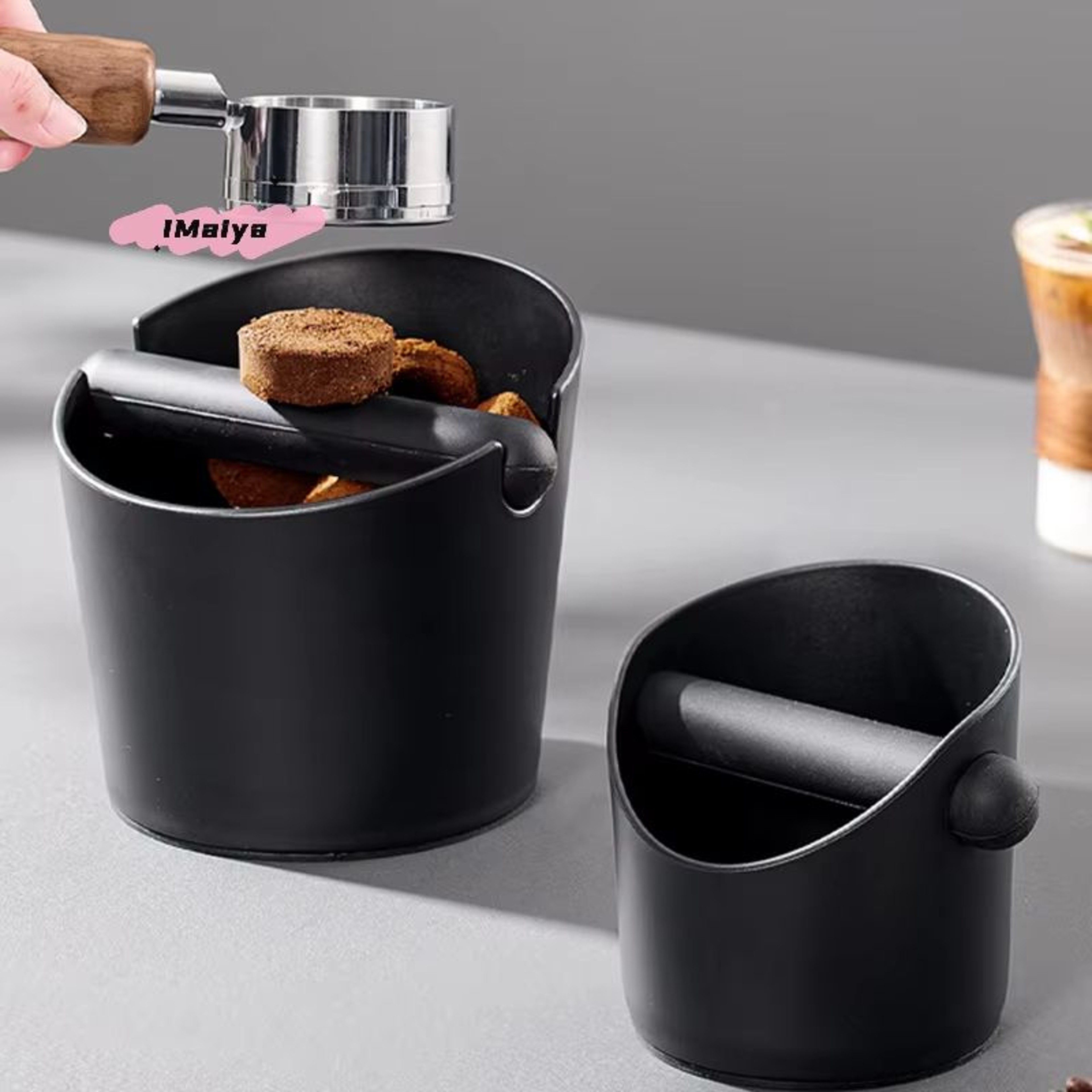 Stainless Steel Shock Absorbent Espresso Coffee Knock Box Dump Bin With Removable Knock Bar And Non 0
