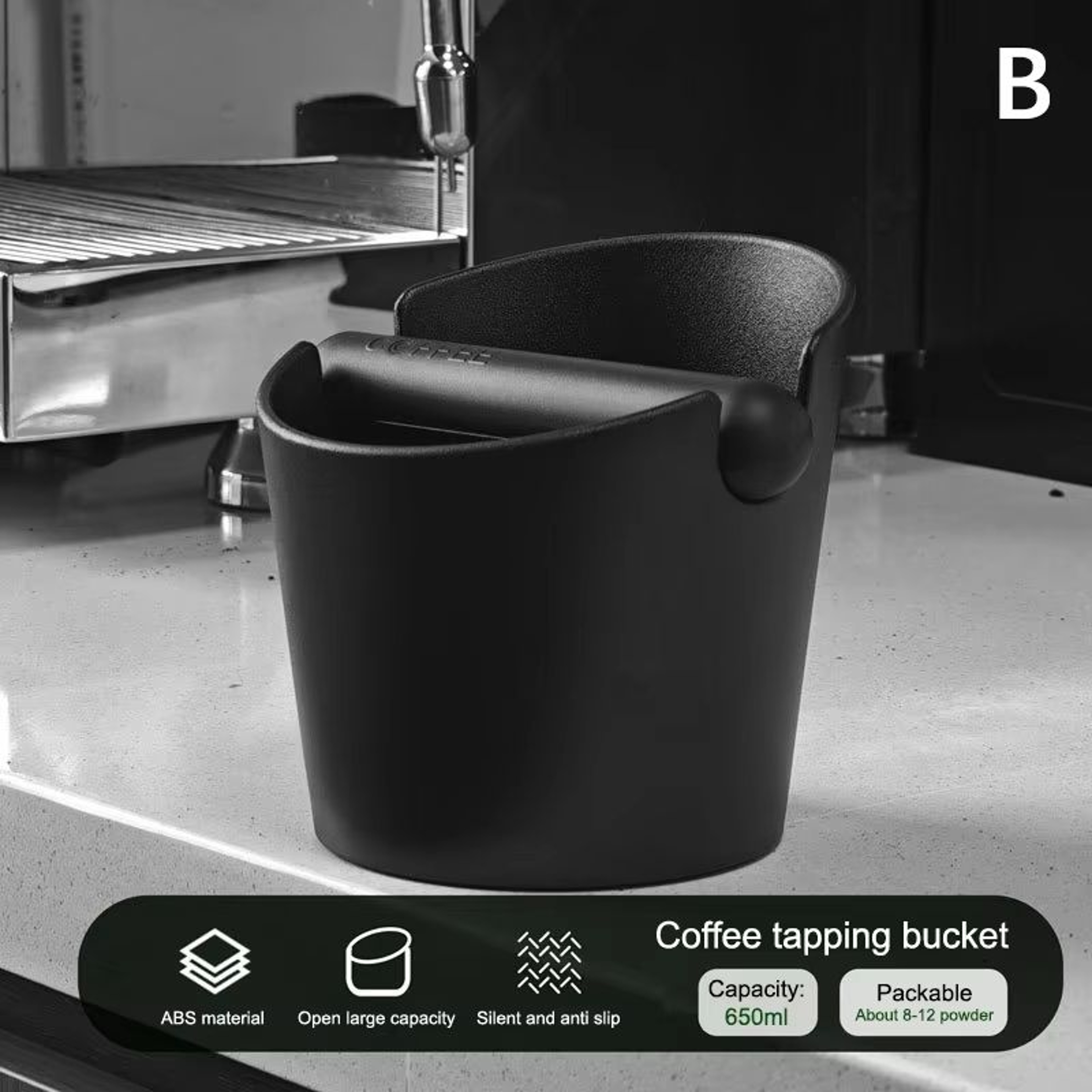 Stainless Steel Shock Absorbent Espresso Coffee Knock Box Dump Bin With Removable Knock Bar And Non 6