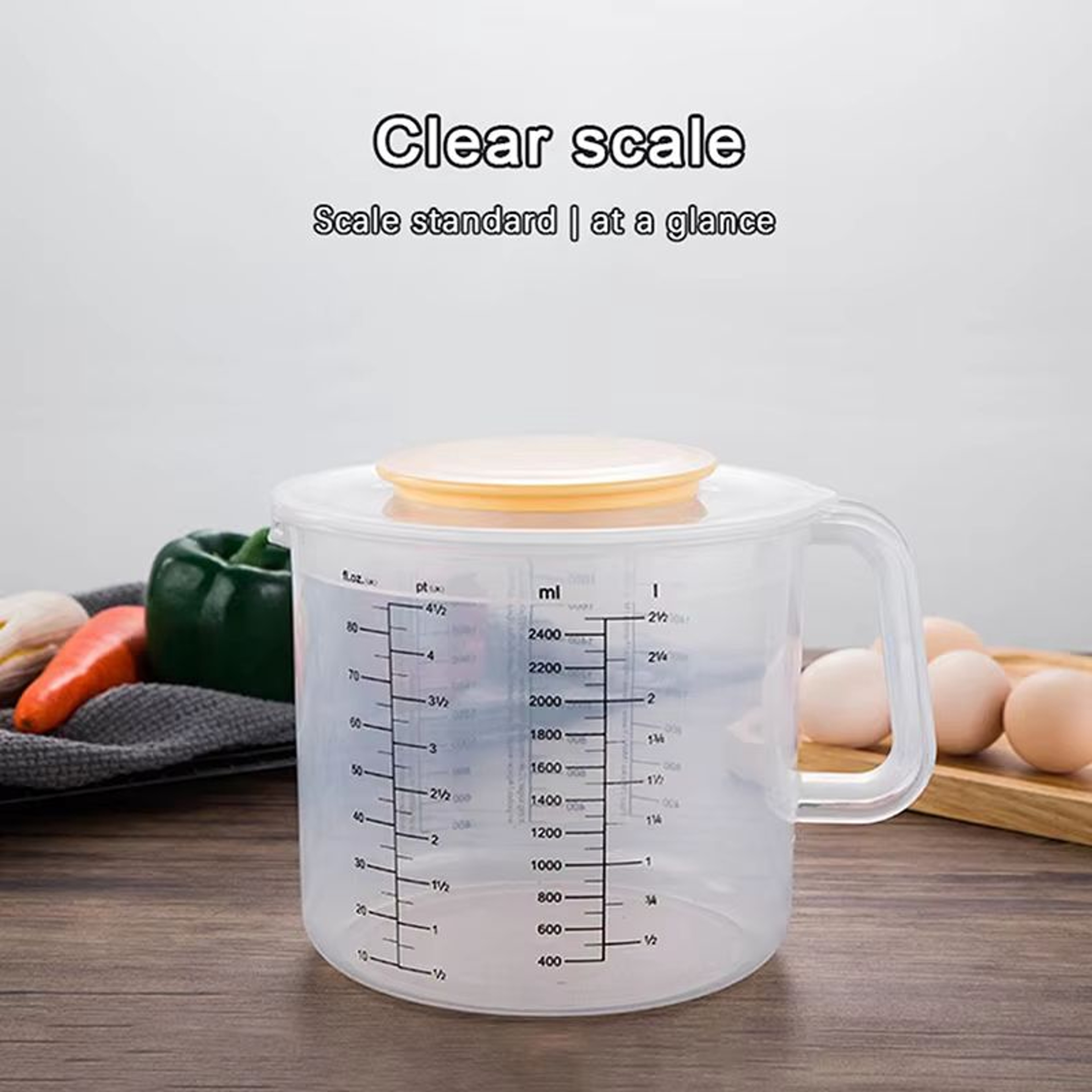 Large Capacity Baking Measuring Cup 25 L Mixing Cup With Lid  Transparent Plastic Kitchen Measuring 9