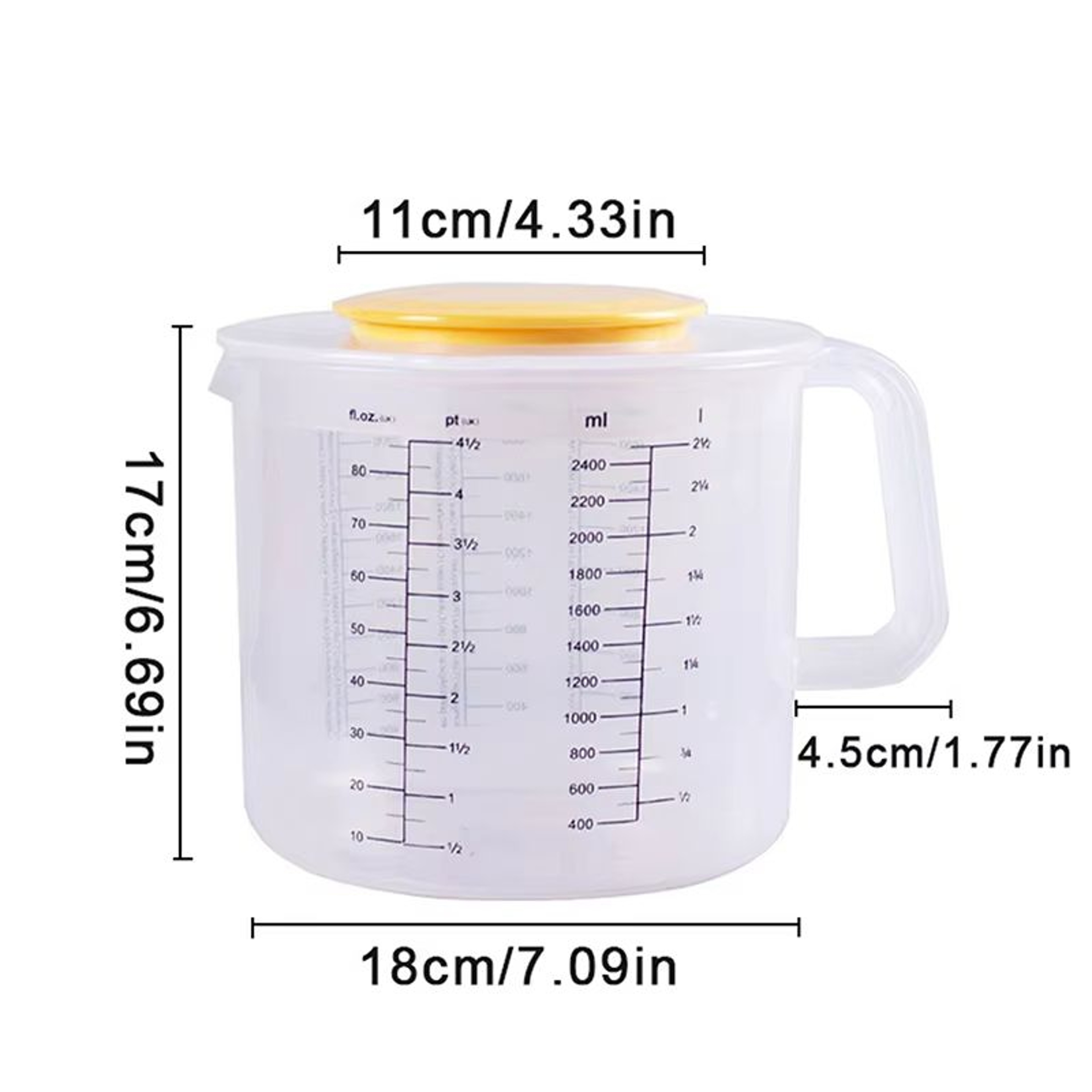 Large Capacity Baking Measuring Cup 25 L Mixing Cup With Lid  Transparent Plastic Kitchen Measuring 13