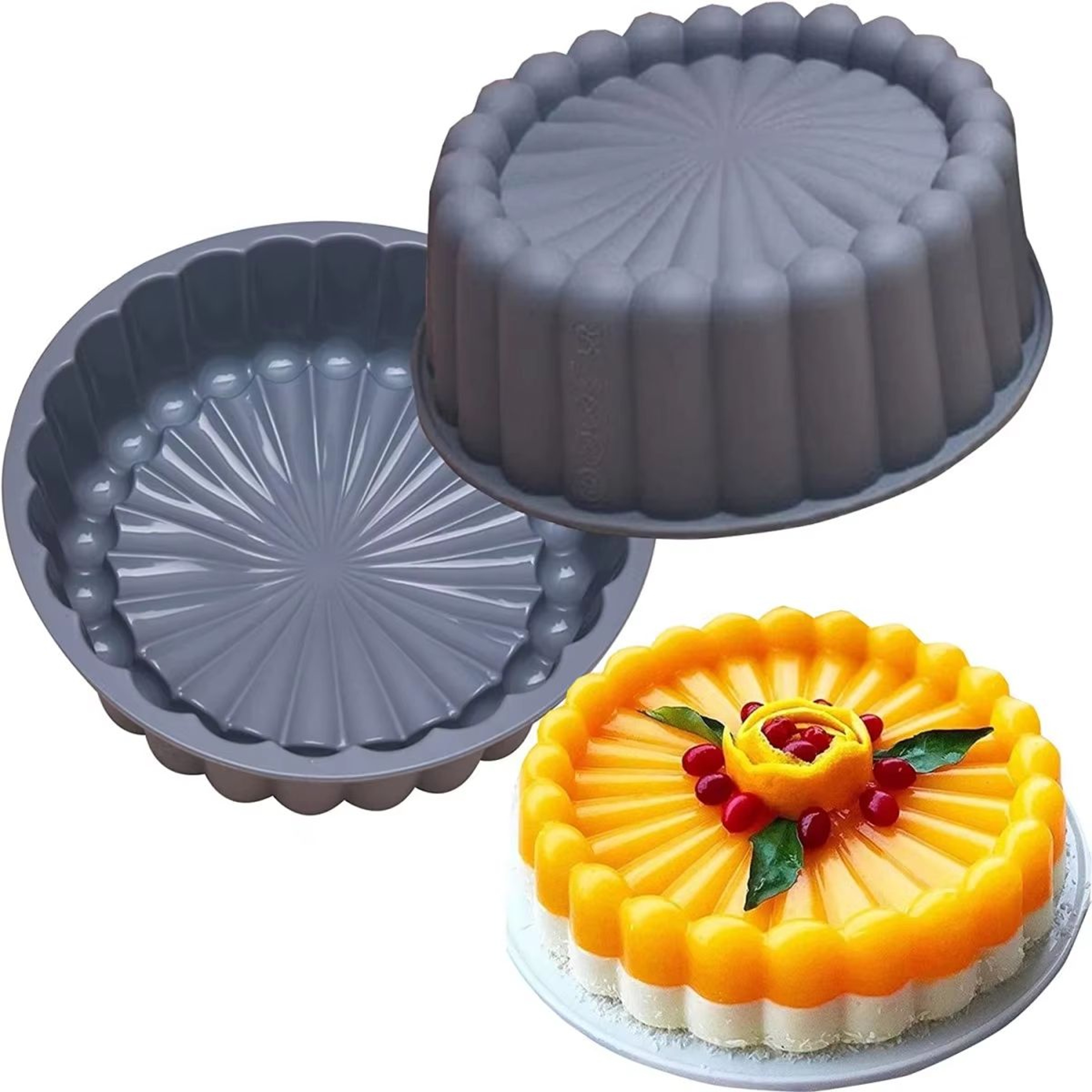 Reusable Silicone Cake Mold  Nonstick Baking Pan For Cakes Bread  Desserts 8