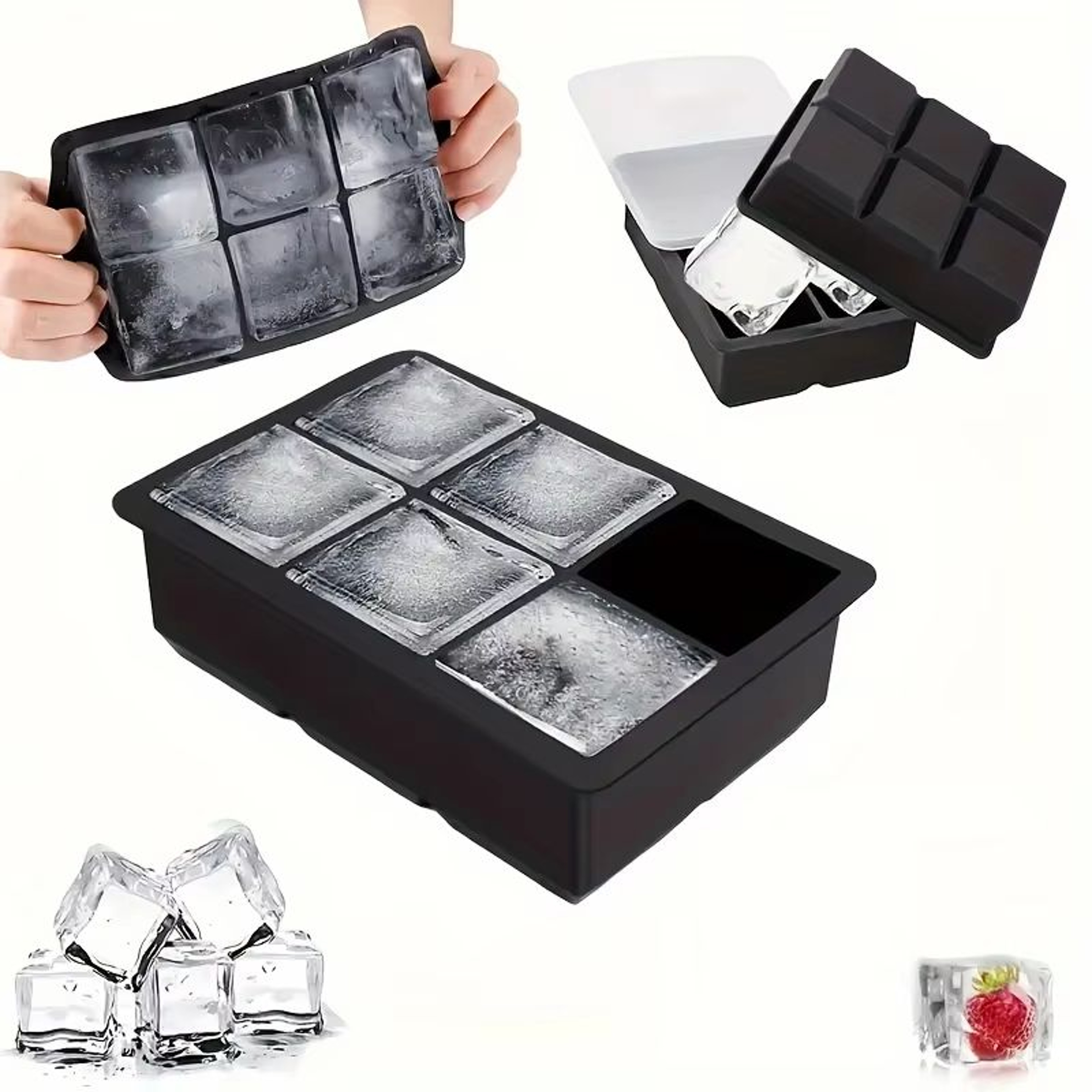 MultiGrid Silicone Ice Tray Set With Lid  468Grid Flexible Ice Cube Mold For Drinks  Cocktails 0
