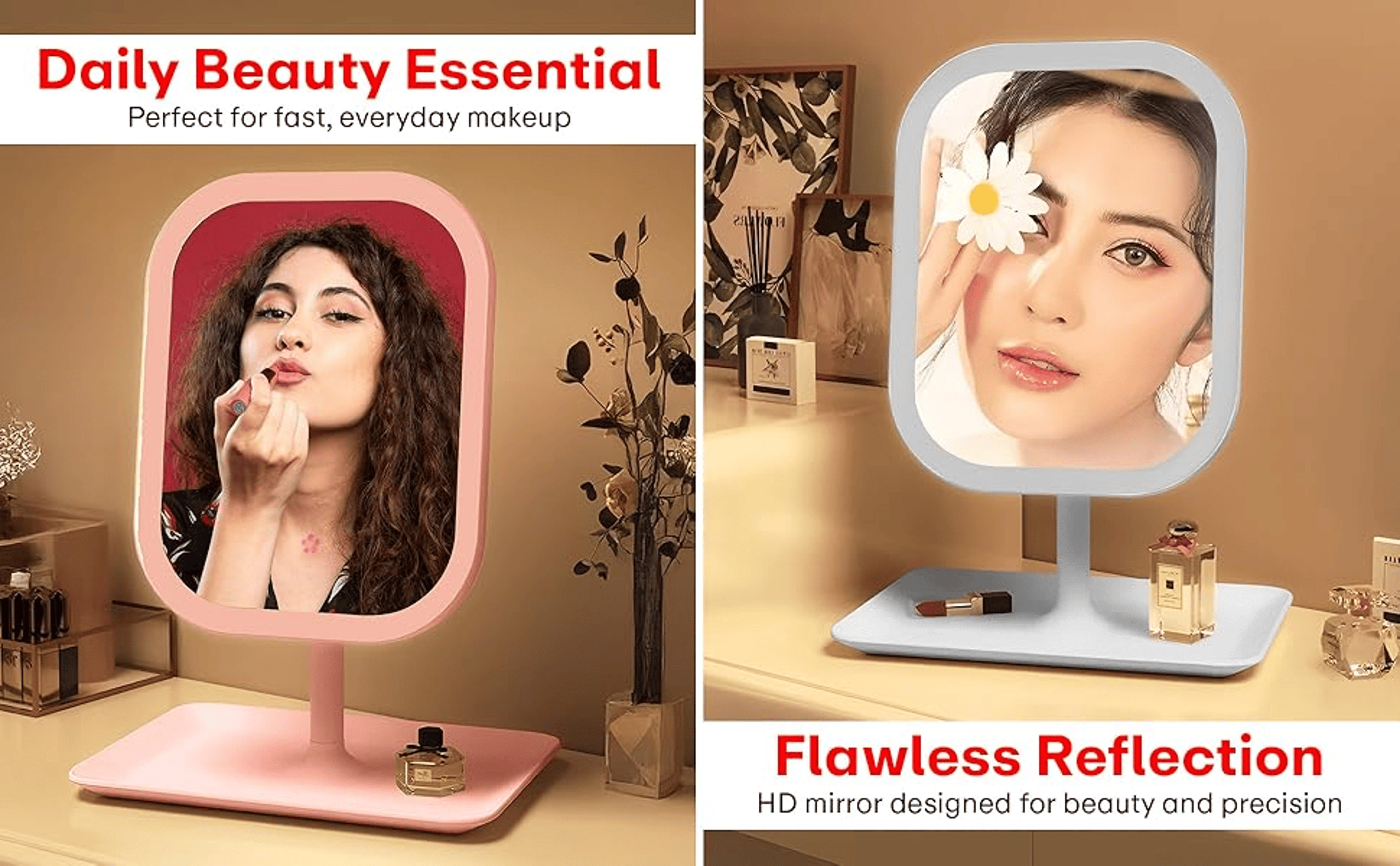 LED Makeup Mirror with Lights – 3-Color Dimmable Desktop Vanity Mirror with Touch Control – view 13