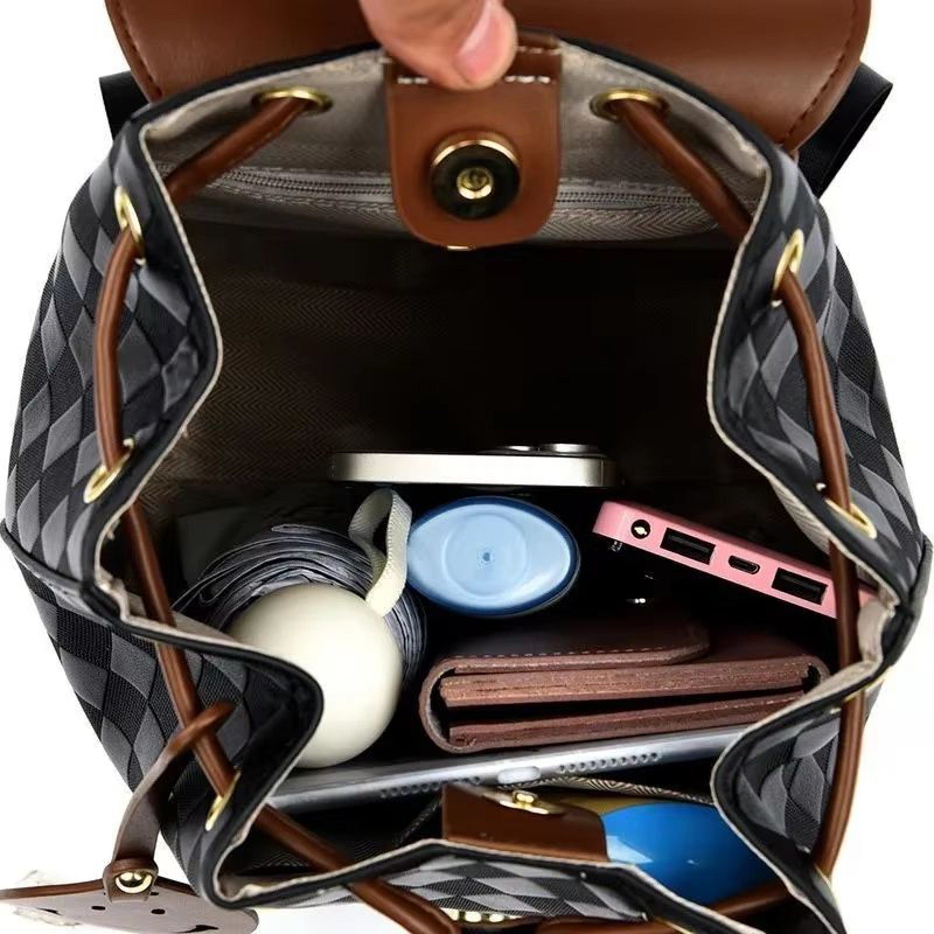 Soft PU Leather Multifunctional Womens Backpack  Casual Black College  Travel Shoulder Bag 3