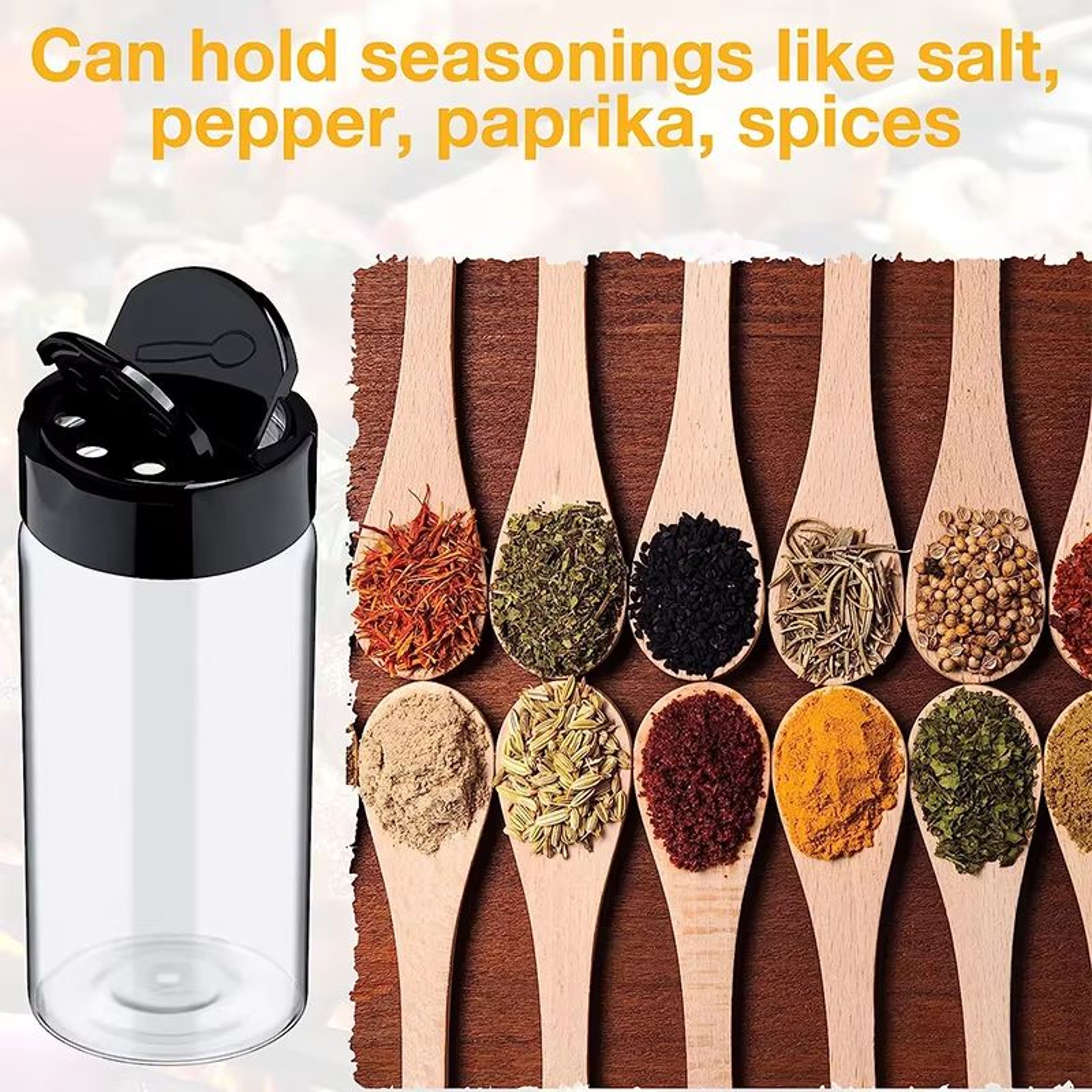 LMETJMA Clear Plastic Spice Jar With Shaker Lid For Kitchen Seasoning Storage 4