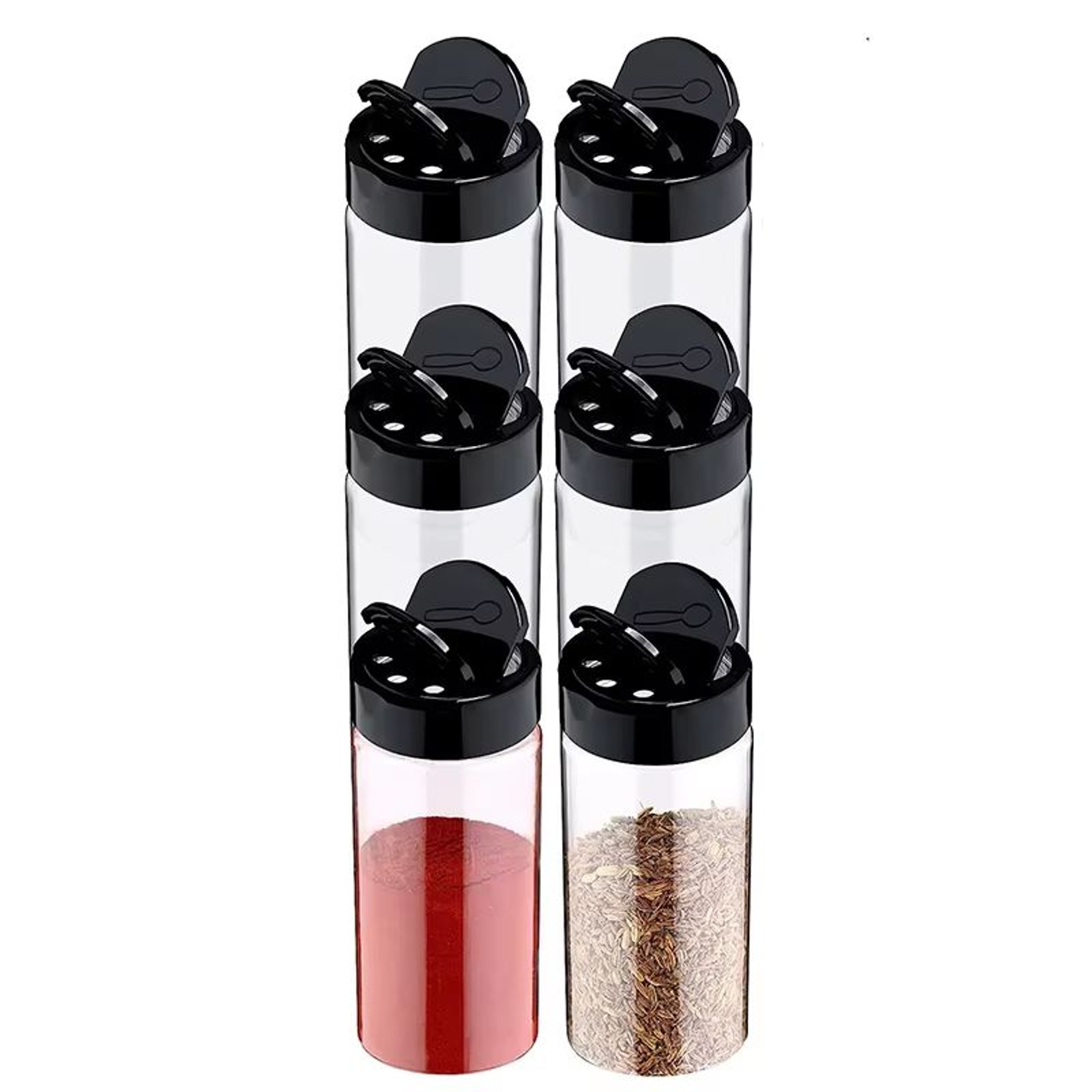 LMETJMA Clear Plastic Spice Jar With Shaker Lid For Kitchen Seasoning Storage 6