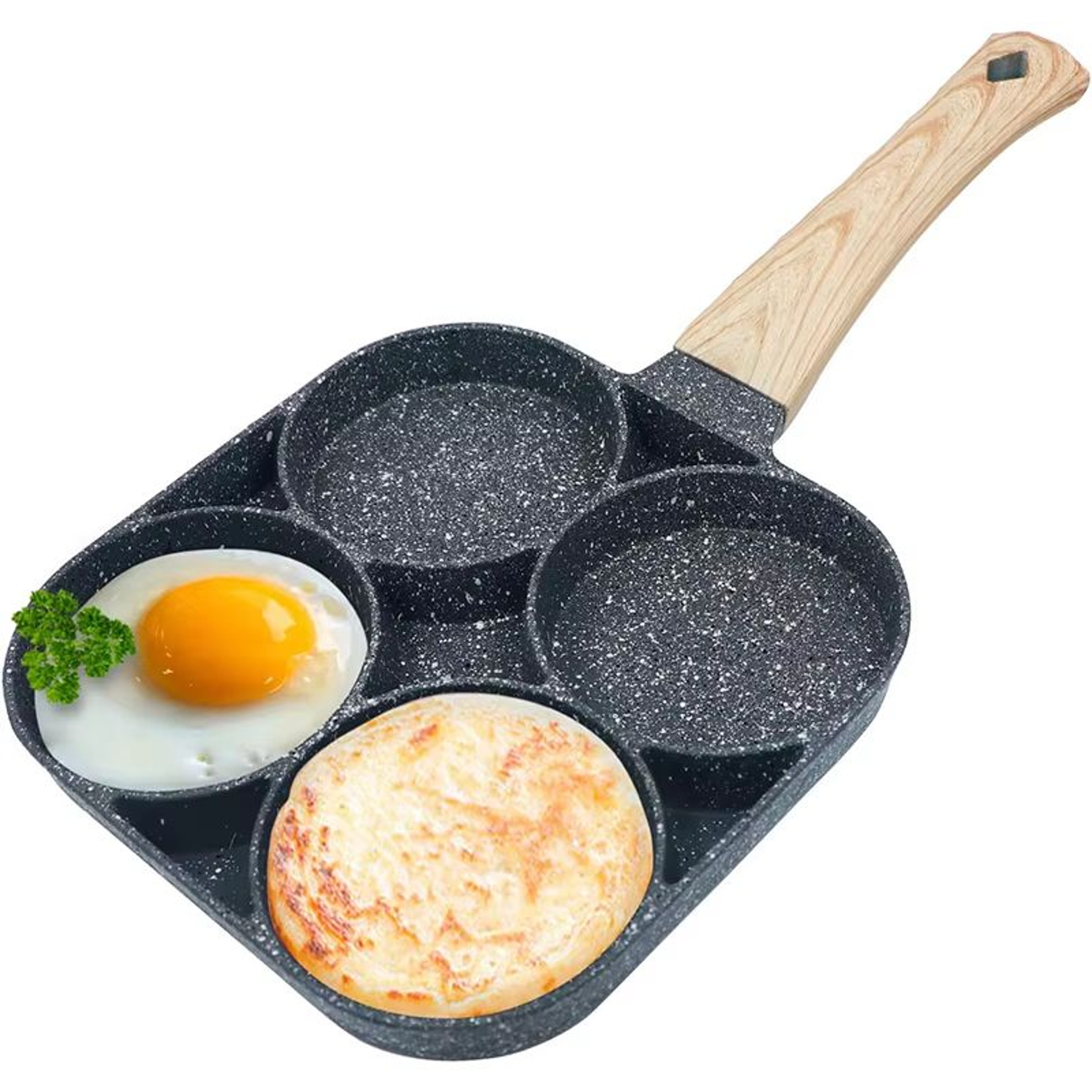 LMETJMA Nonstick 4 Cup Egg And Pancake Frying Pan For Gas And Induction Stoves 0