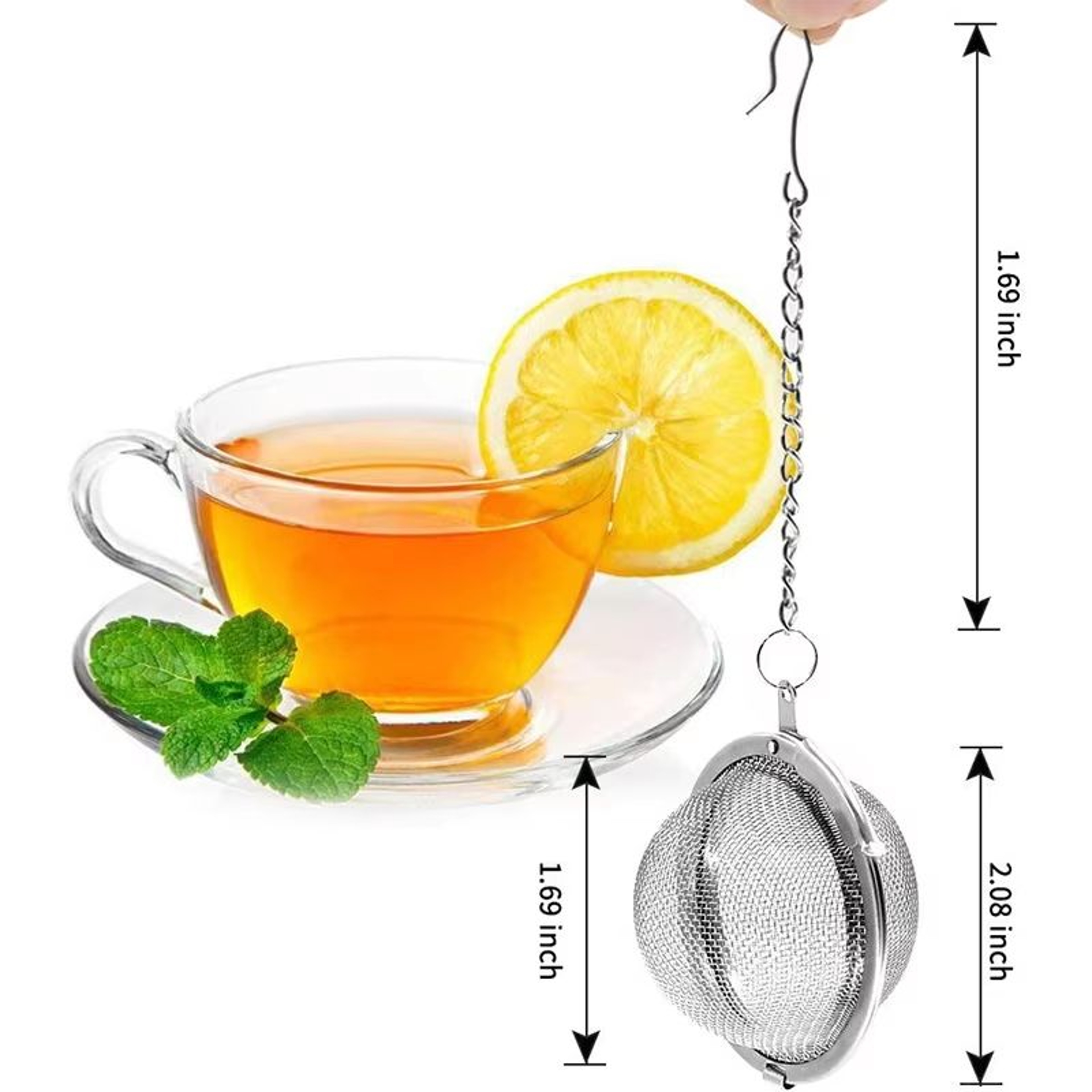 LMETJMA Stainless Steel Mesh Tea Infuser For Loose Leaf Tea And Herbal Brewing 3