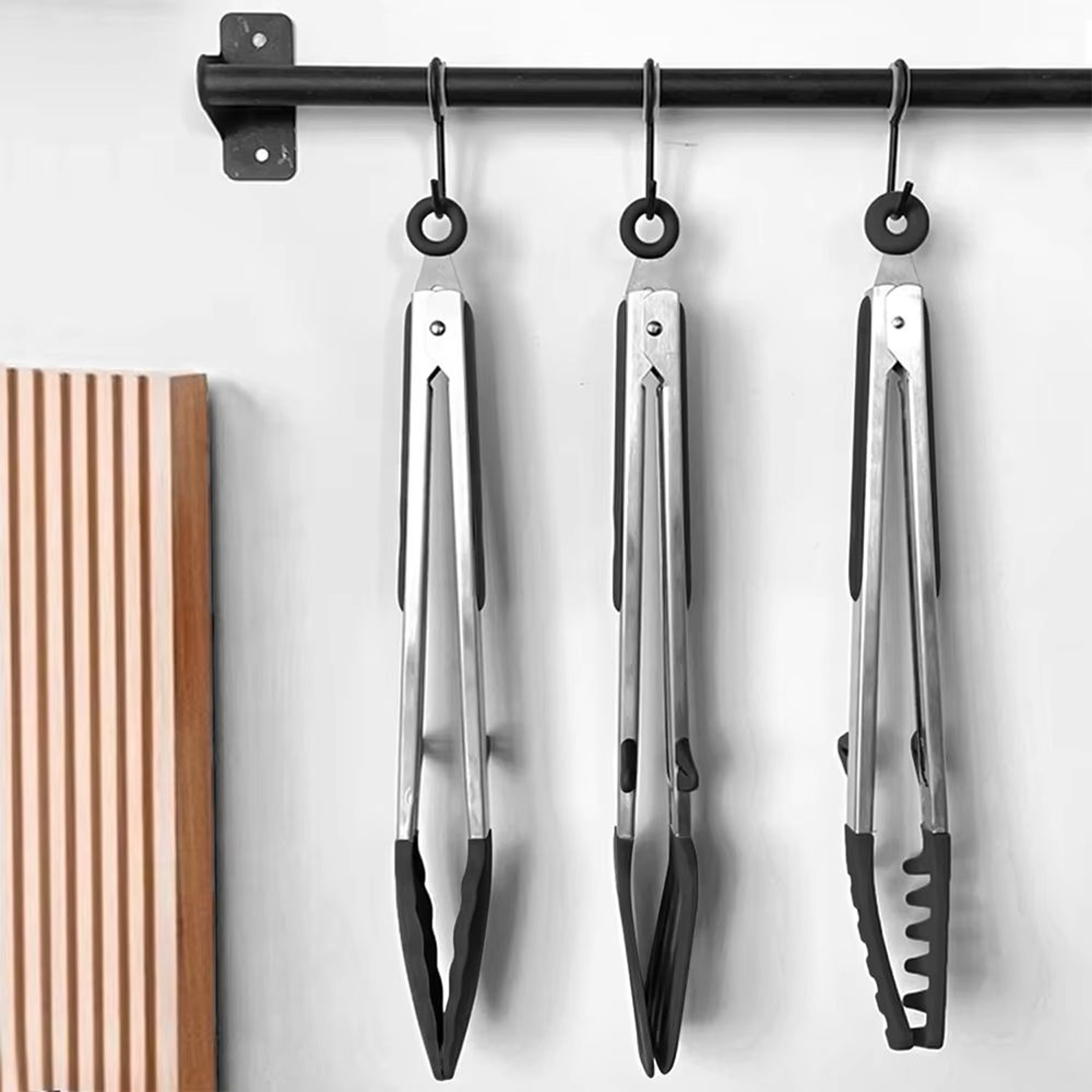 LMETJMA Silicone Kitchen Food Tongs For Nonstick Cooking And Serving 4