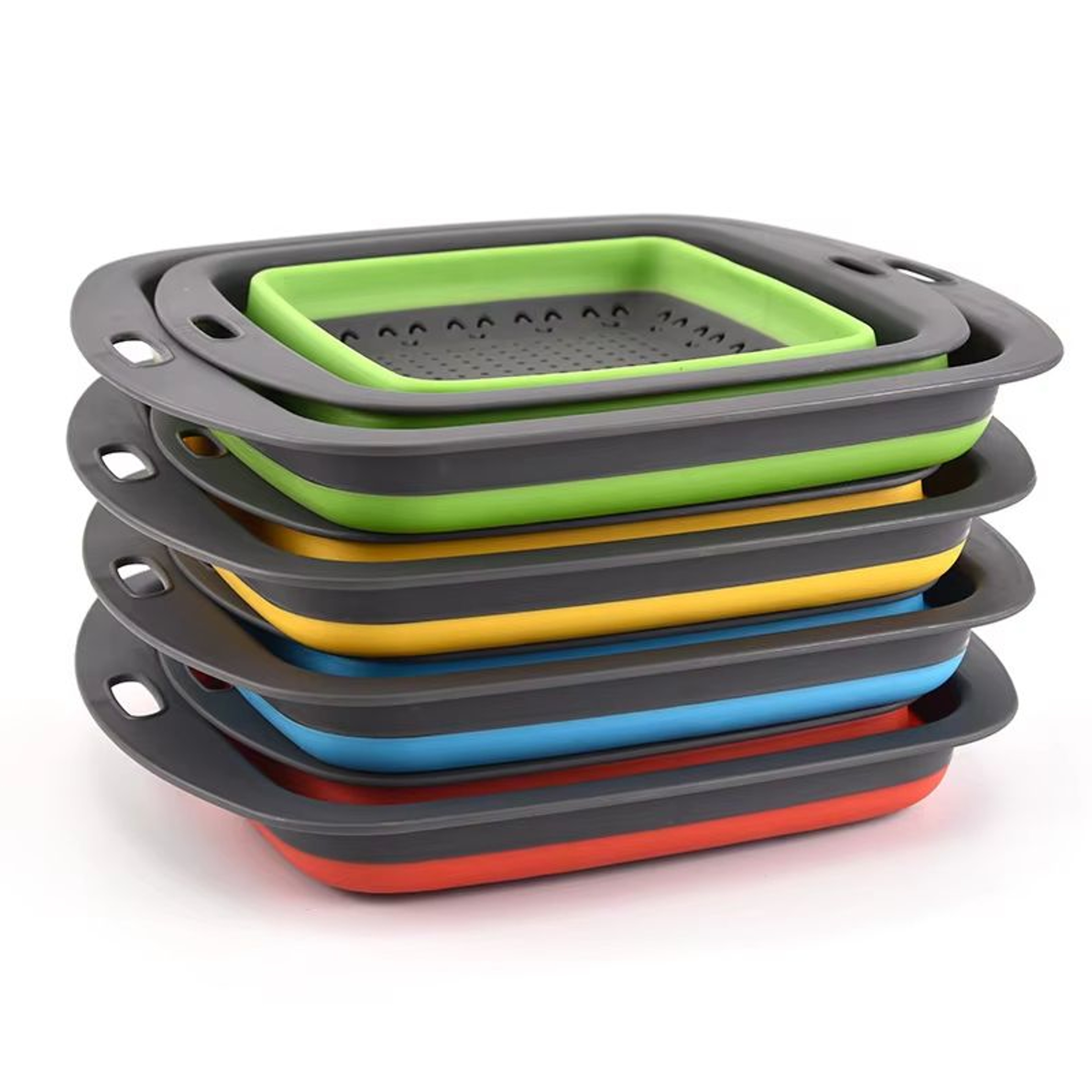 LMETJMA Square Collapsible Silicone Colander For Kitchen Draining And Rinsing 4