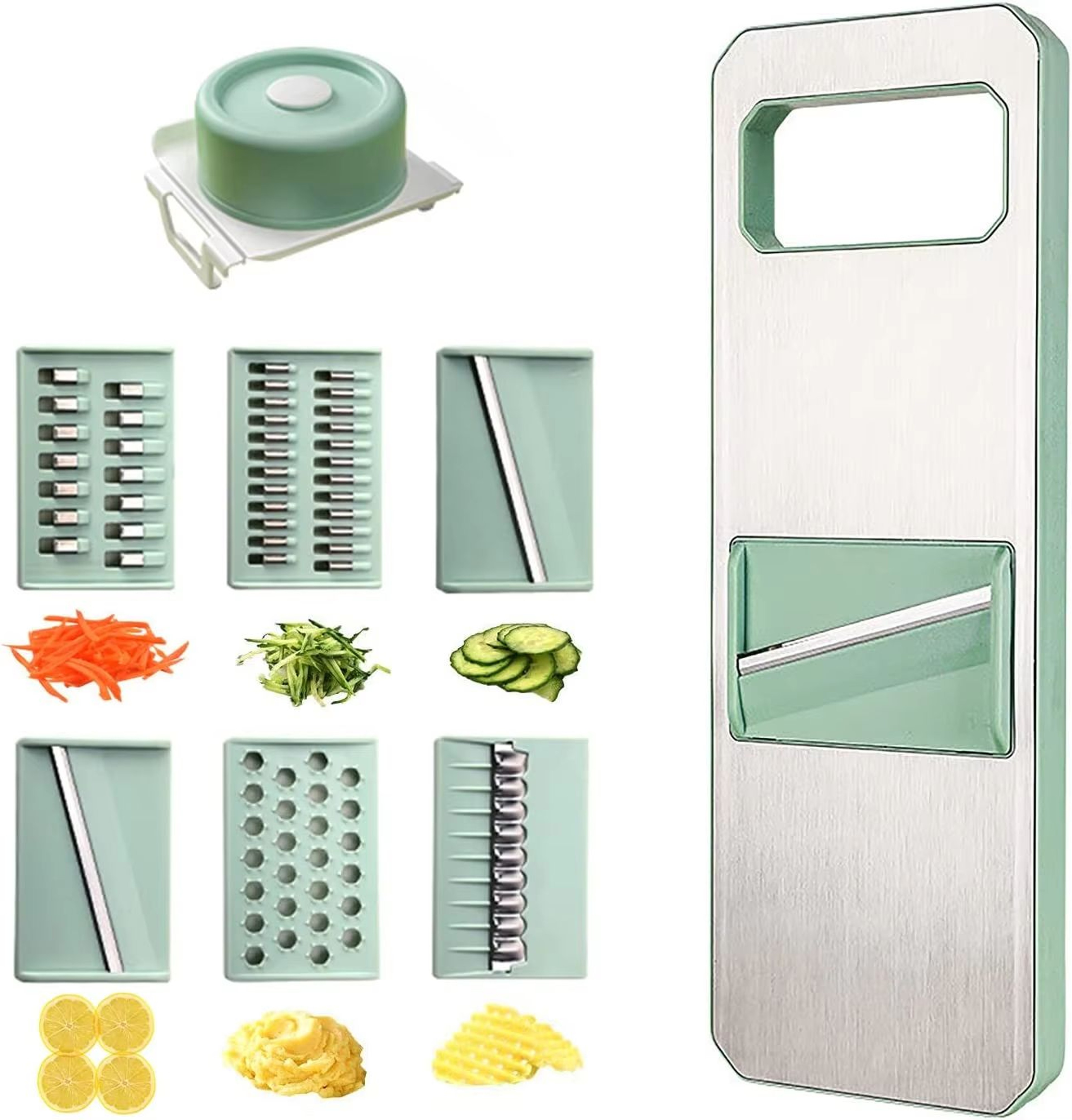 LMETJMA 6 In 1 Mandoline Vegetable Slicer With Interchangeable Julienne And Shredder Blades 6