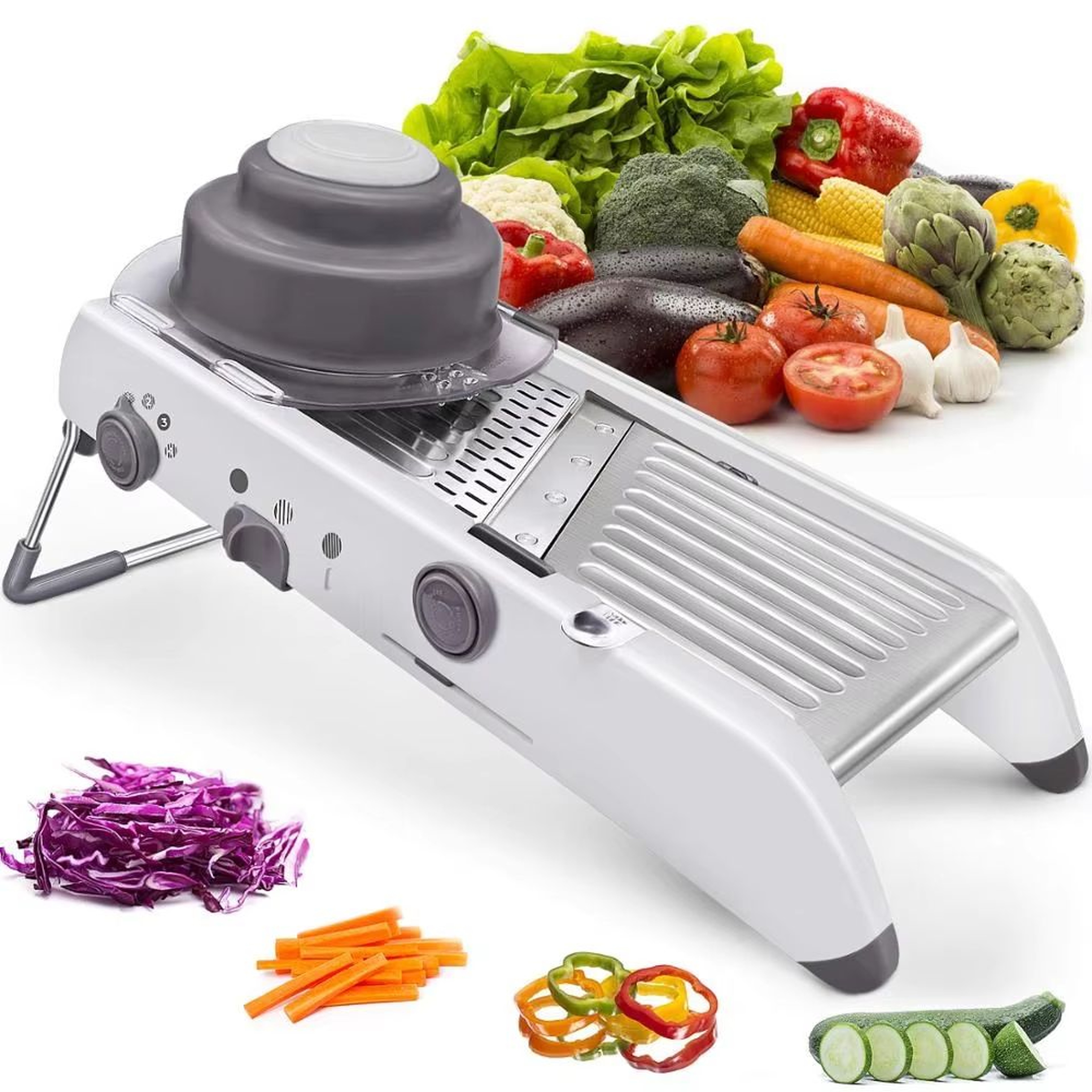 LMETJMA Adjustable Stainless Steel Mandoline Vegetable Slicer With 18 Cutting Options 6