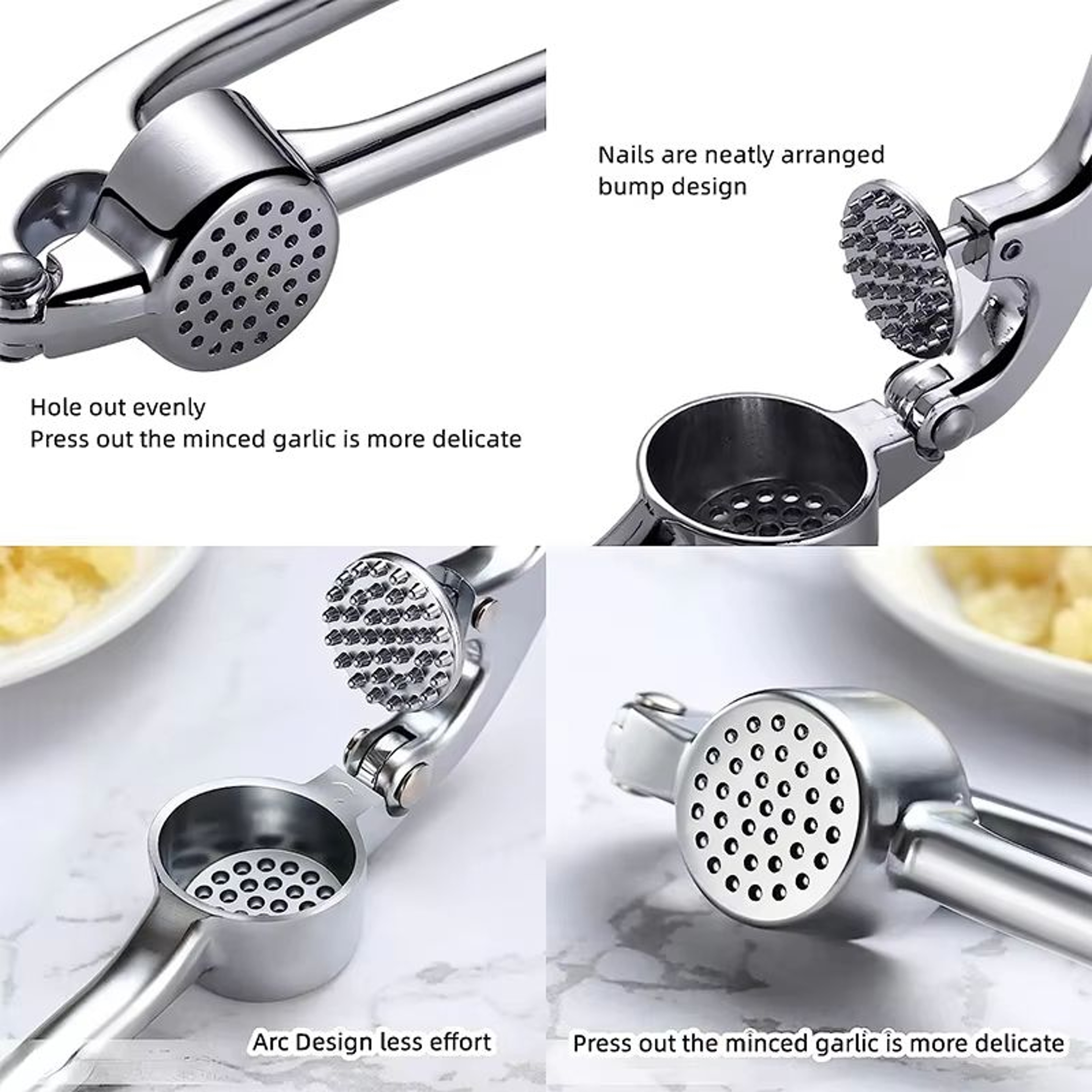 LMETJMA Premium Stainless Steel Garlic Press For Easy Mincing And Crushing 2