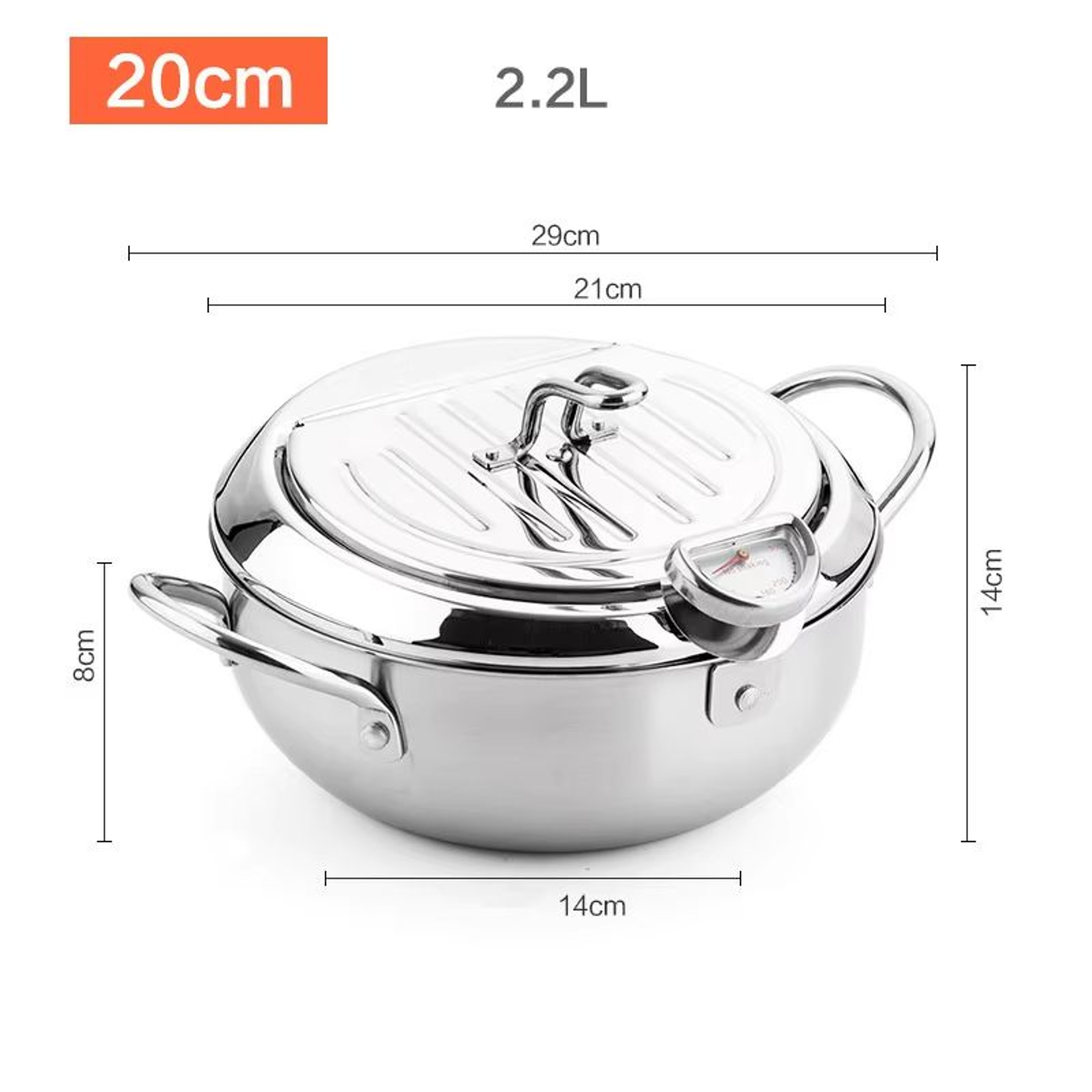 LMETJMA Japanese Stainless Steel Deep Frying Pot With Thermometer And Lid 6