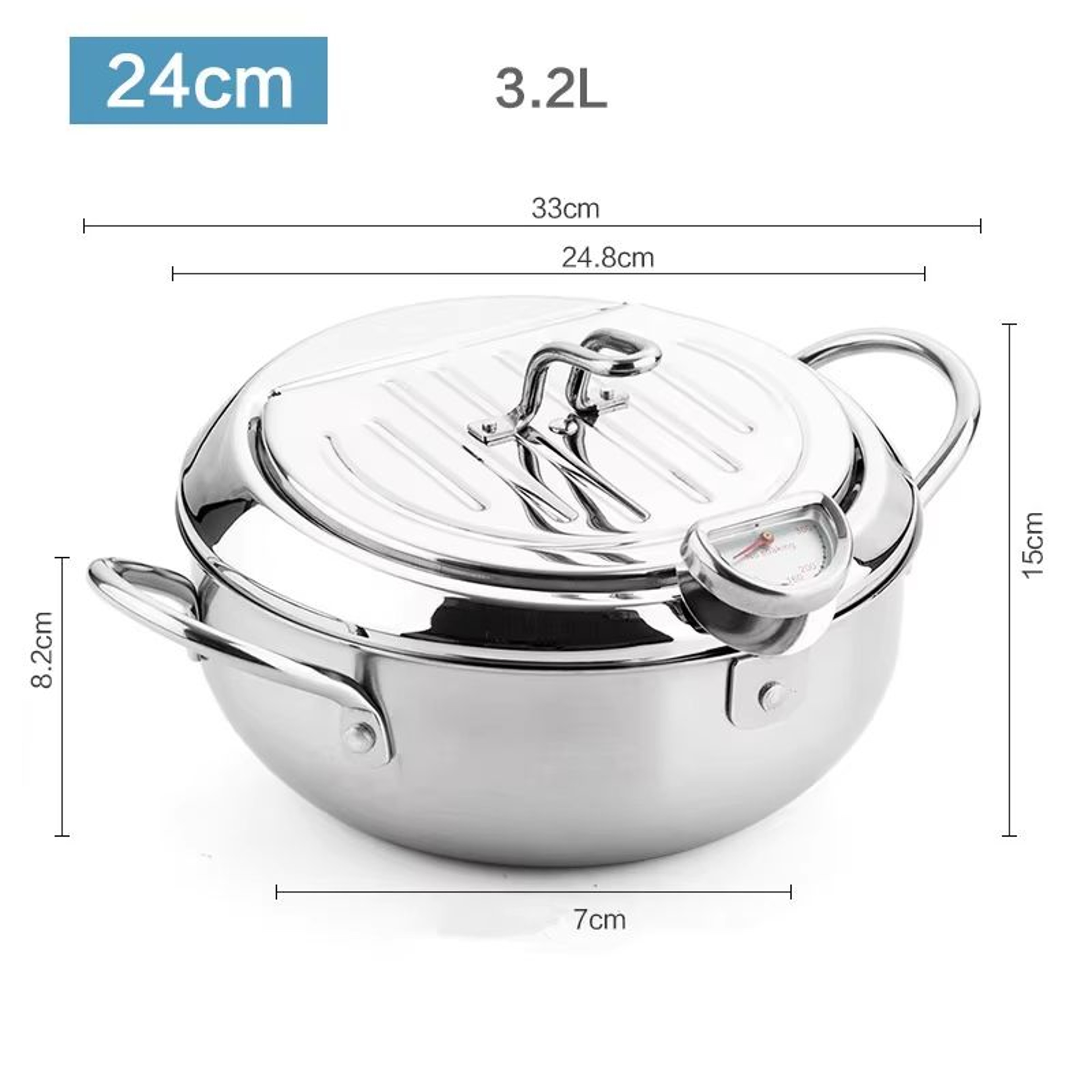 LMETJMA Japanese Stainless Steel Deep Frying Pot With Thermometer And Lid 7