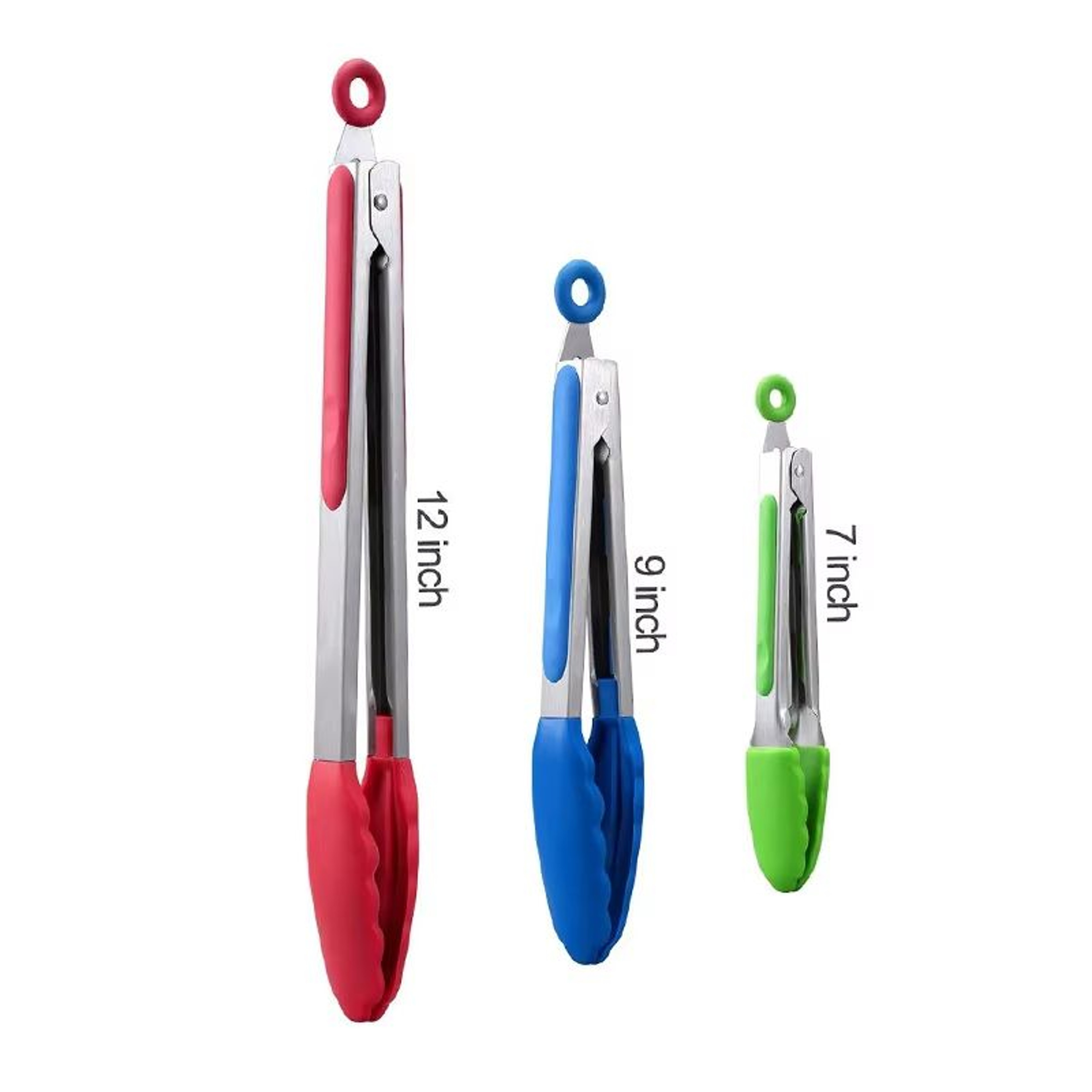 Silicone Tip Stainless Steel Locking Kitchen BBQ Tongs In Multiple Sizes 5