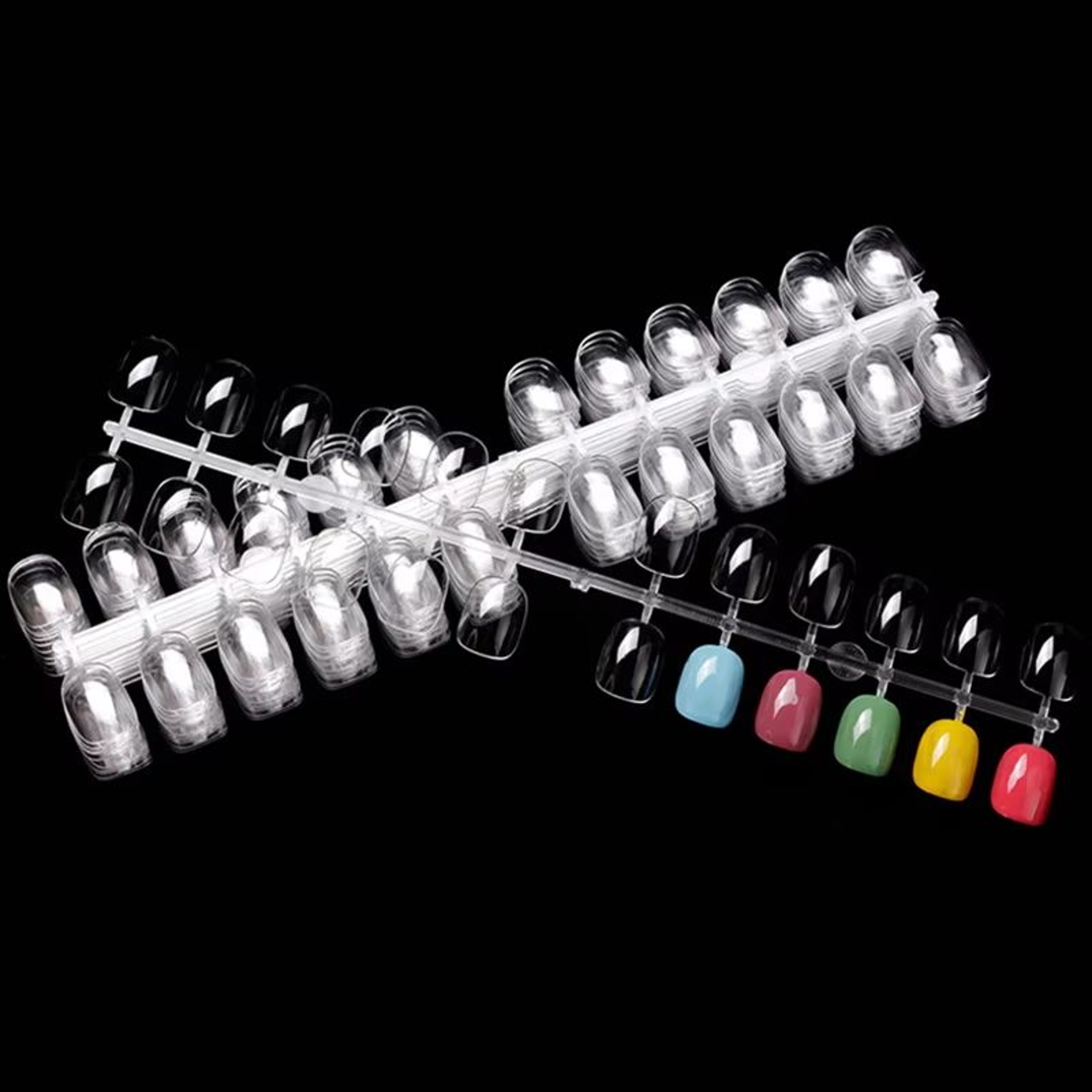 240 Piece Clear Nail Display Tips Set Foldable Flat Back Pointed Acrylic Practice Nails 1