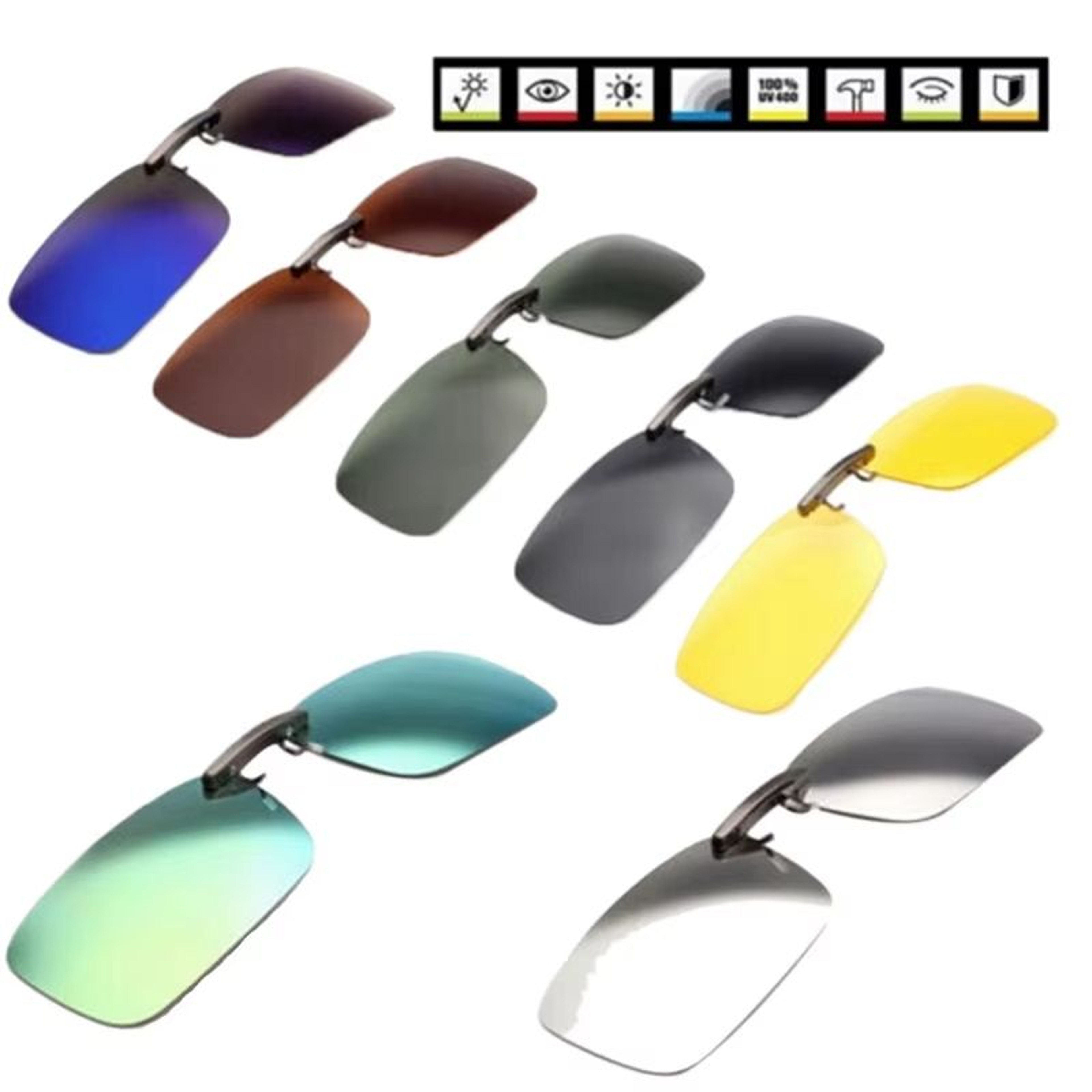 Polarized Clip On Sunglasses UV400 Day And Night Driving Glasses Attachment 0