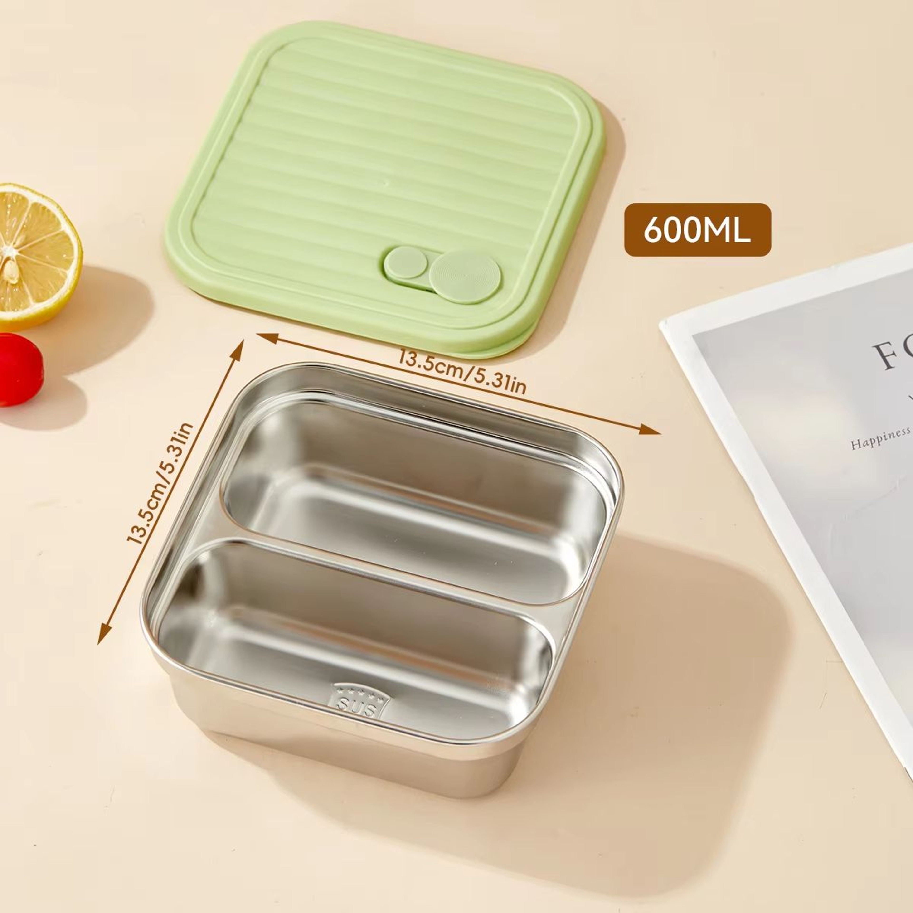 WORTHBUY Portable 304 Stainless Steel Lunch Box Leak Proof Reusable Bento Box For Kids And Travel 12