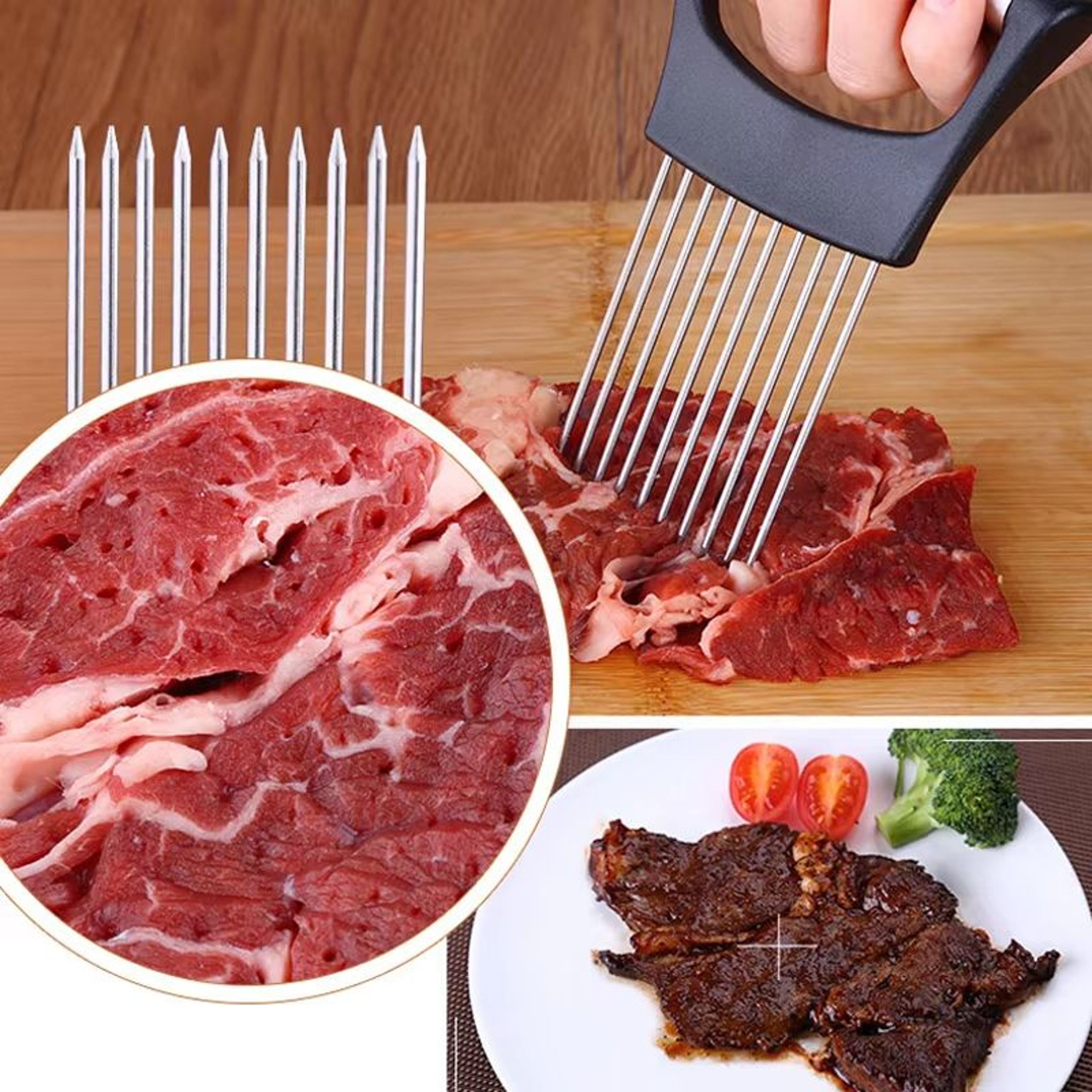 Stainless Steel Onion Cutter Vegetable Slicer And Chopping Holder For Safe Kitchen Prep 2