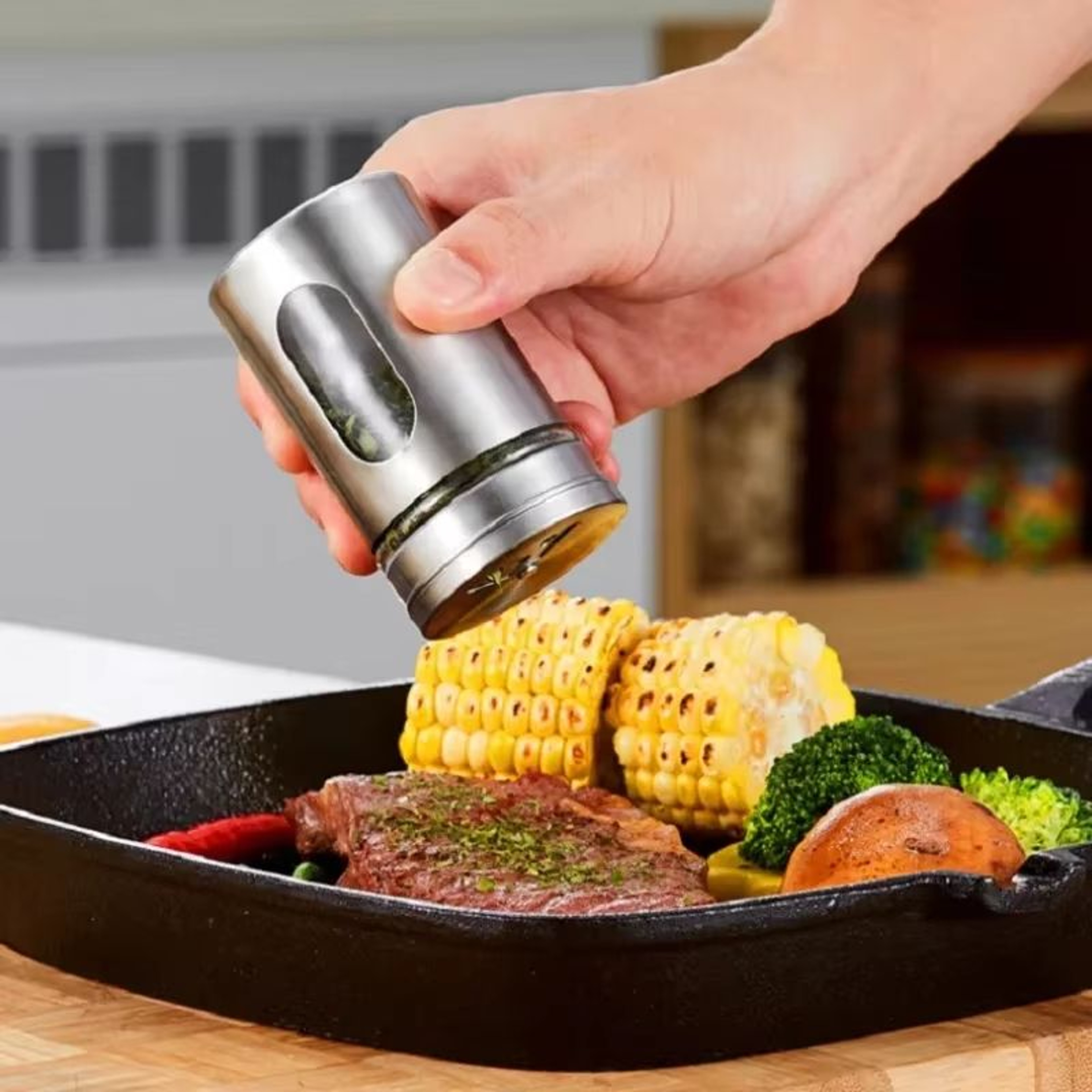 Stainless Steel Spice Storage Box And Condiment Shaker Jars Organizer For Cooking And BBQ Use 2