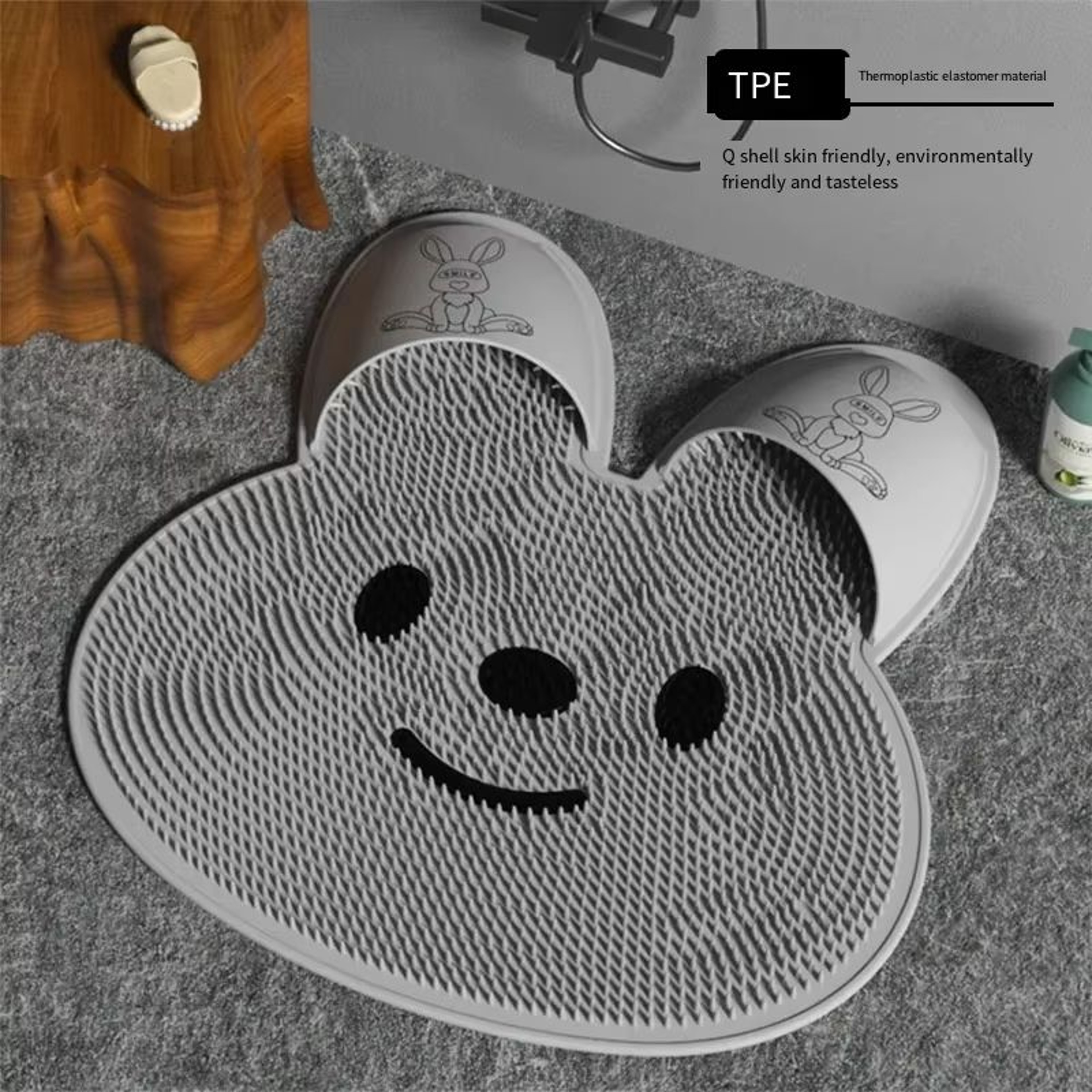 Silicone Anti Slip Foot Massage Shower Mat With Dead Skin Removal And Back Massage Nodes 1