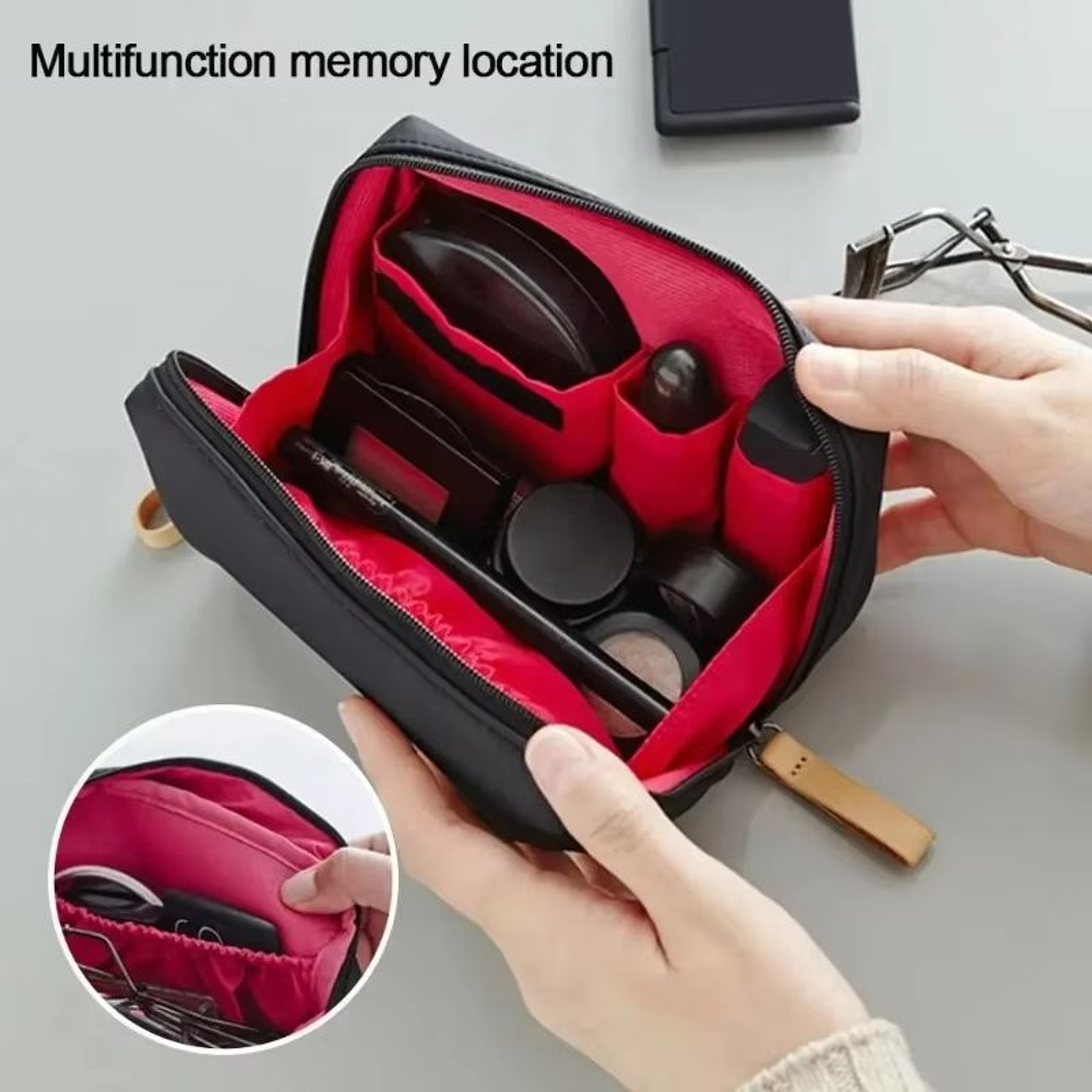 Portable Large Capacity Waterproof Makeup Bag Solid Color Handheld Travel Cosmetic Organizer For Wo 4
