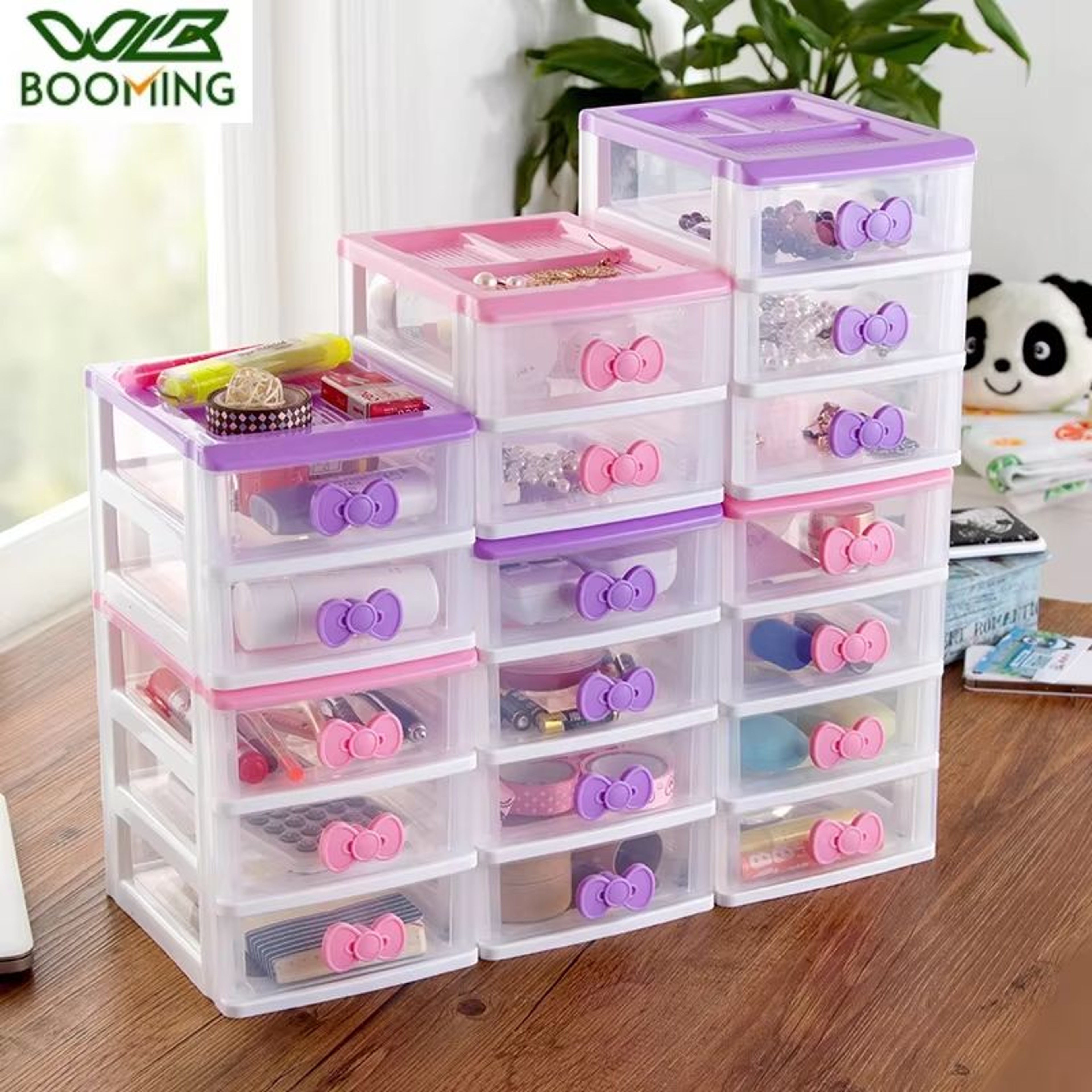 WBBOOMING Small Drawer Jewelry Storage Box Multi Layer Plastic Desktop Organizer For Cosmetics And  0