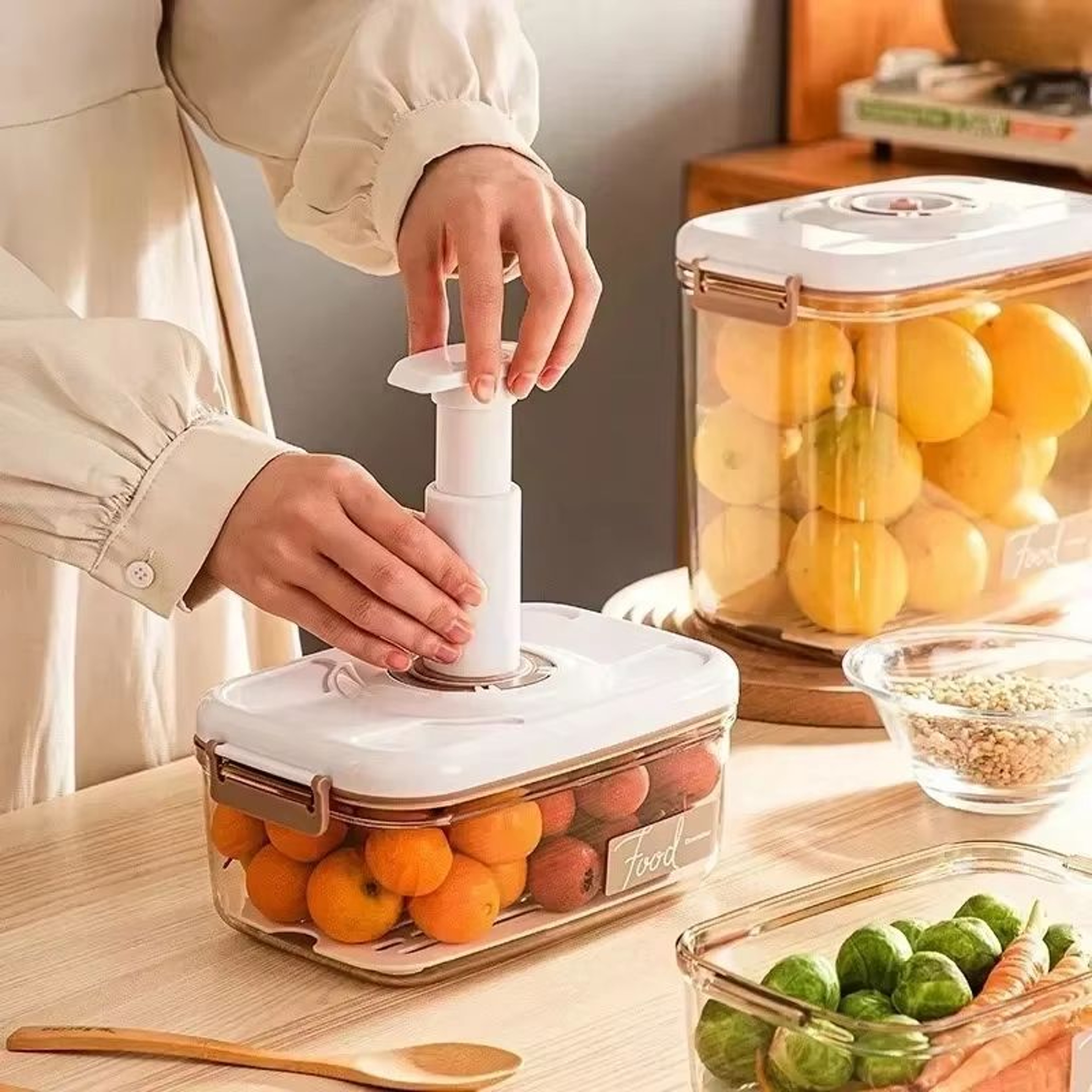 Food Grade Vacuum Sealed Food Storage Box With Draining Design Large Capacity Refrigerator Containe 2