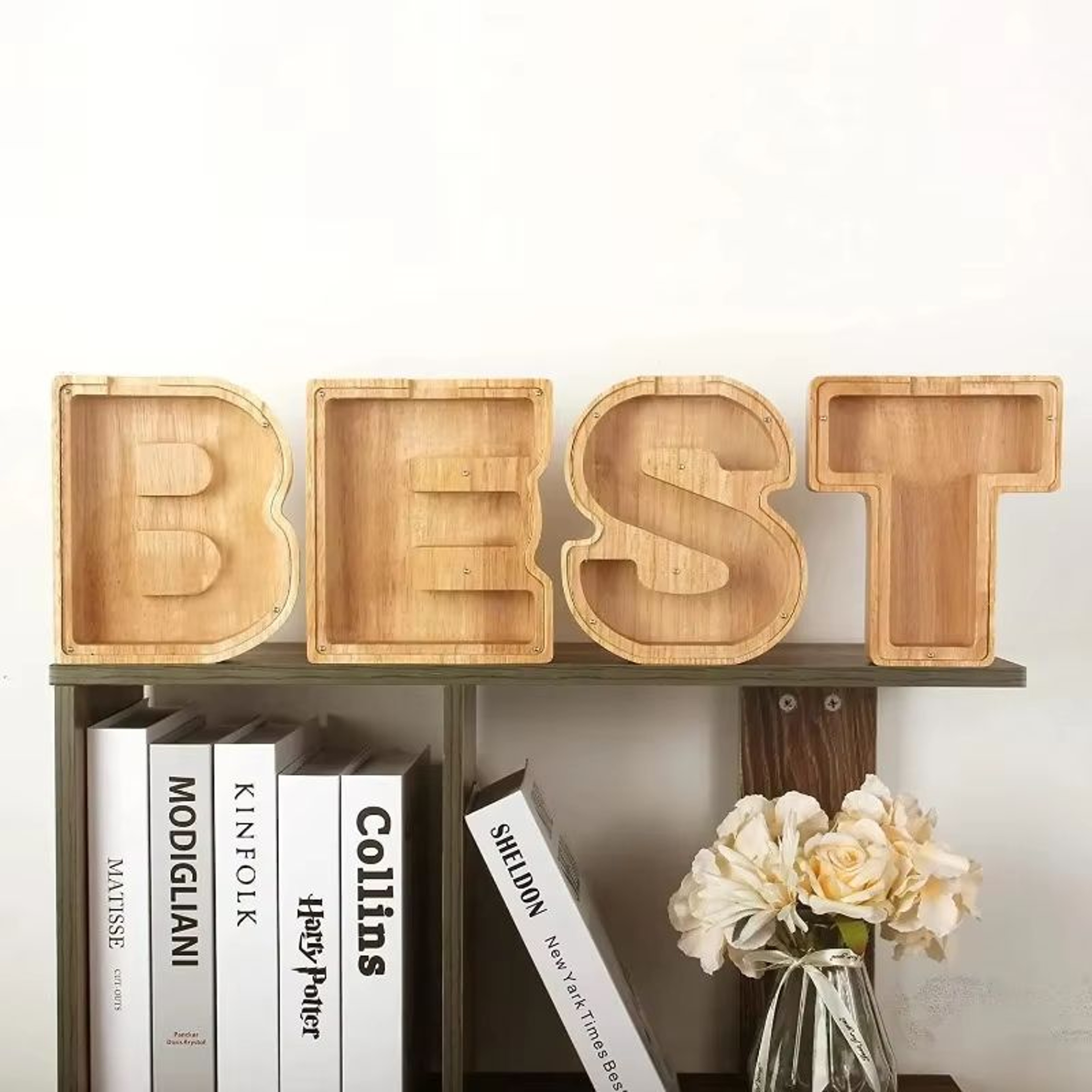 Wooden Alphabet Piggy Bank A To Z Transparent Acrylic Money Box Children Toy Storage Decor 1