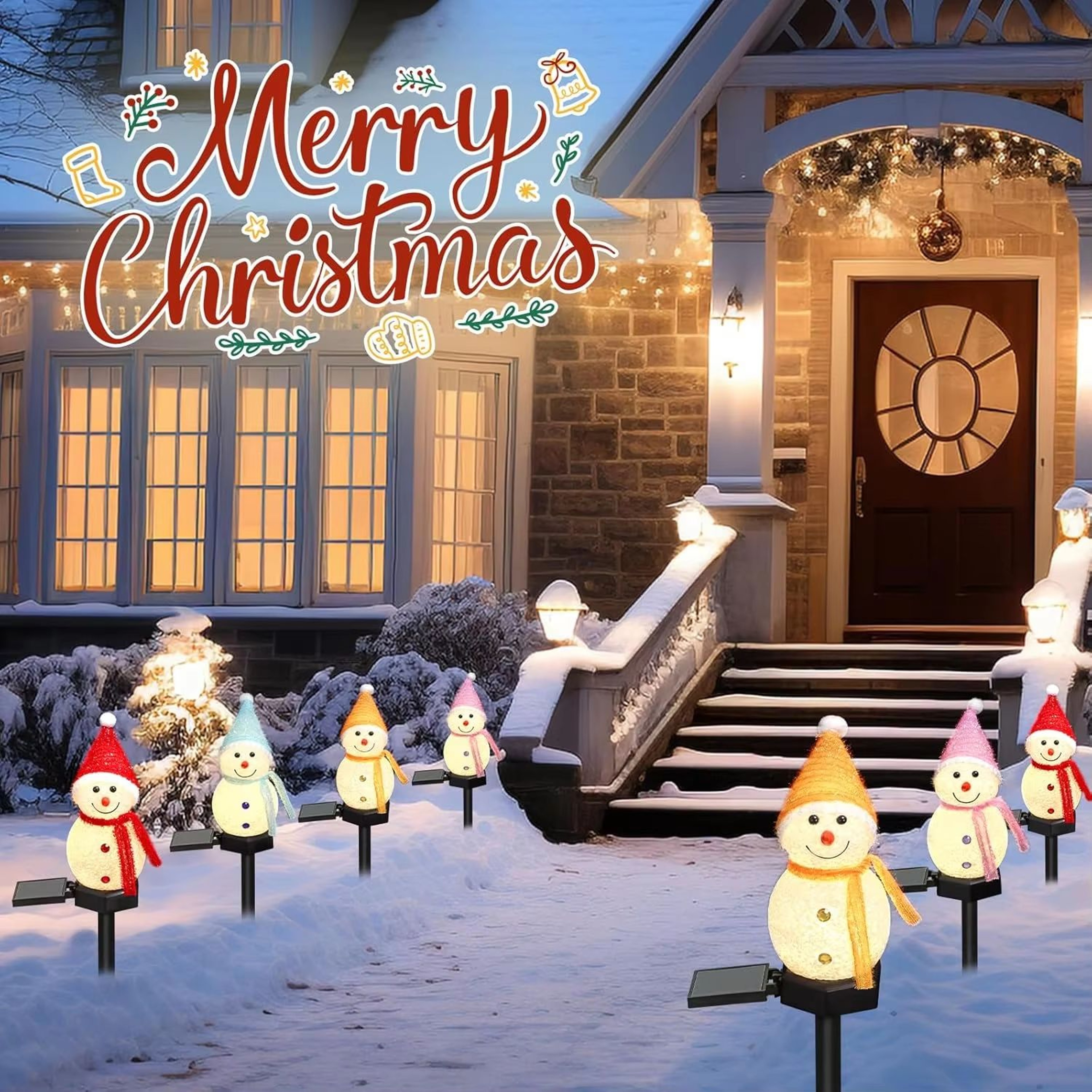 LED Snowman Solar Garden Light Outdoor Ground Stake Christmas Pathway Lawn Decoration 2