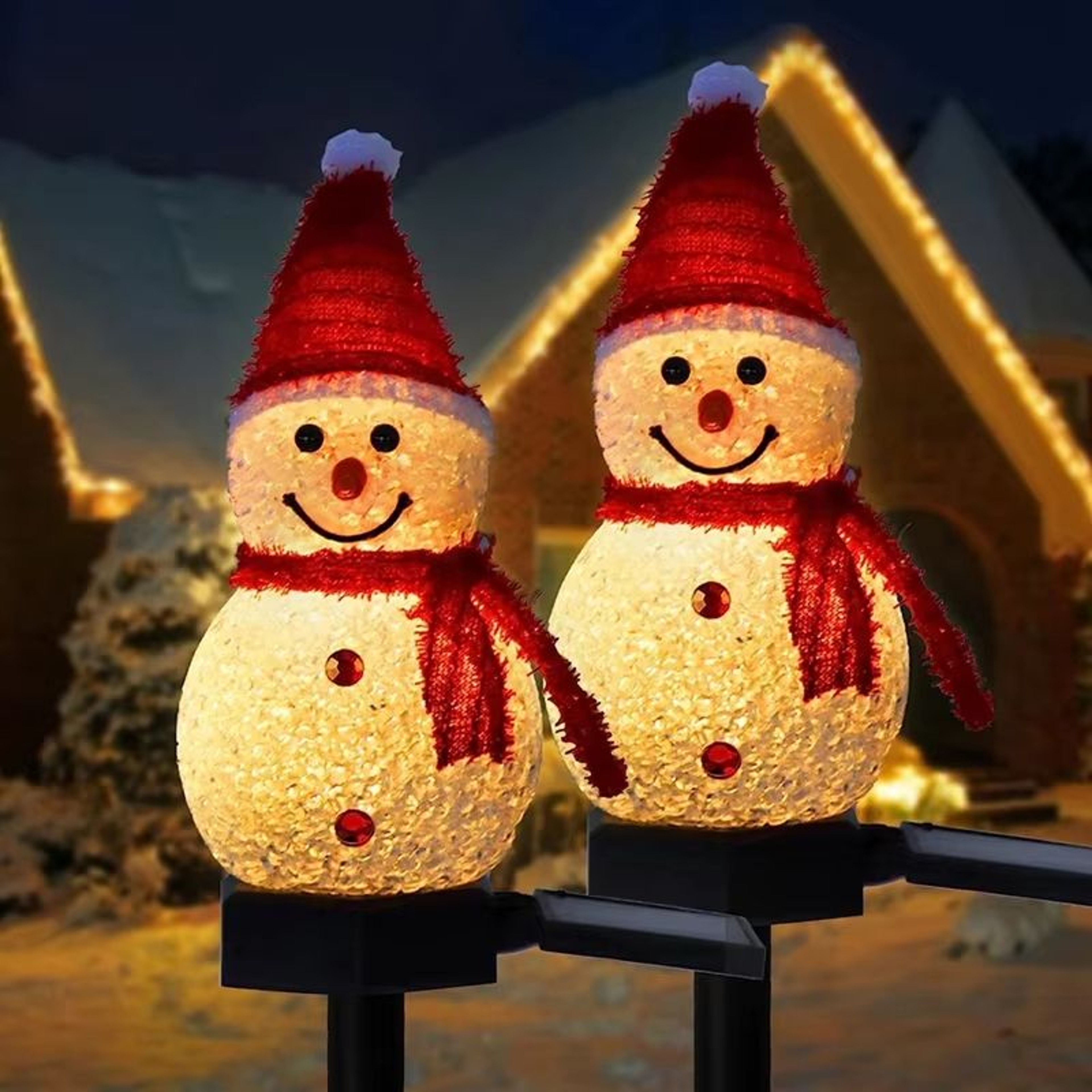 Solar LED Snowman Pathway Stake Lights Outdoor Christmas Lawn And Yard Garden Decor Illumination 0