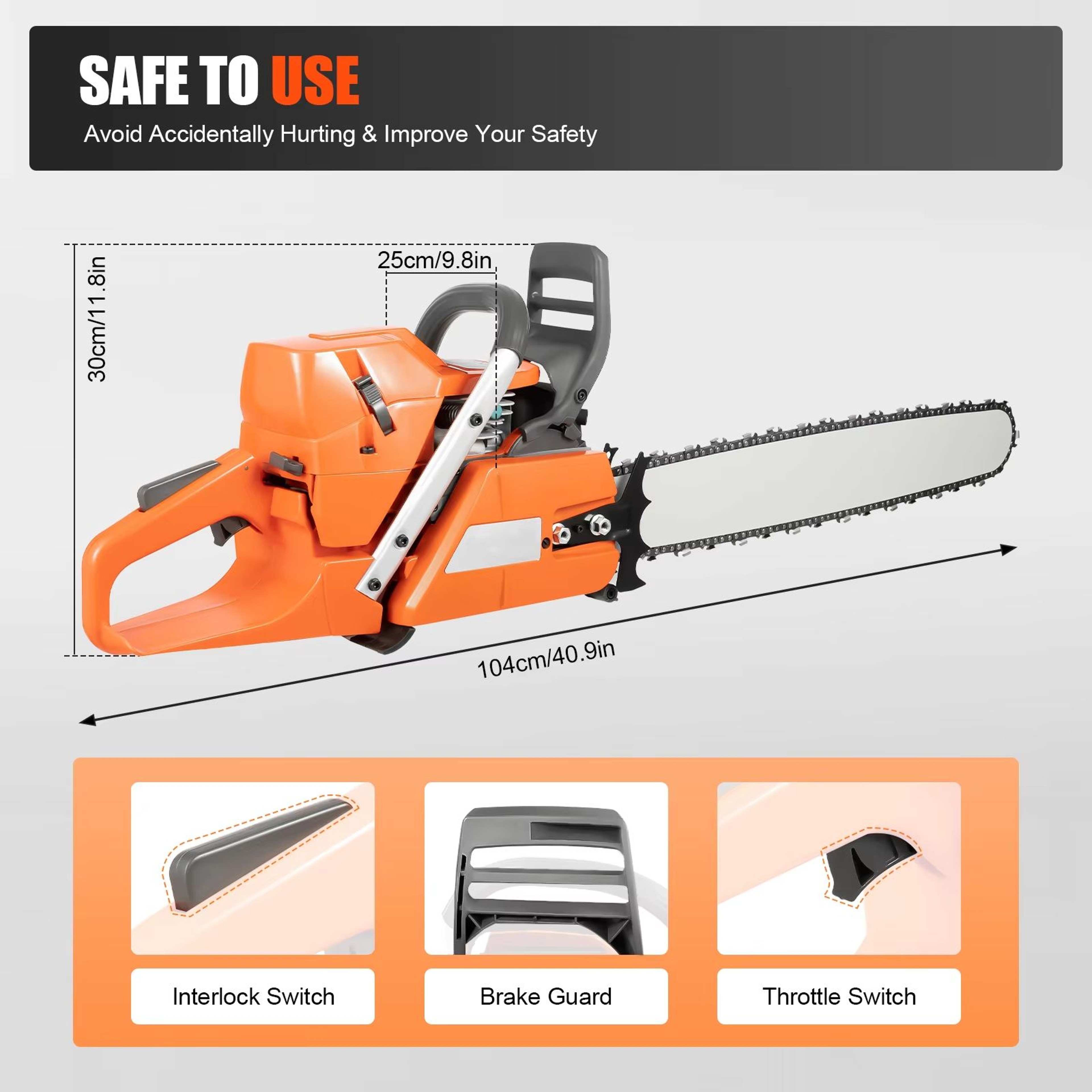 24Inch Gas Chainsaw With 2Cycle Engine For Heavy Duty Wood Cutting 2