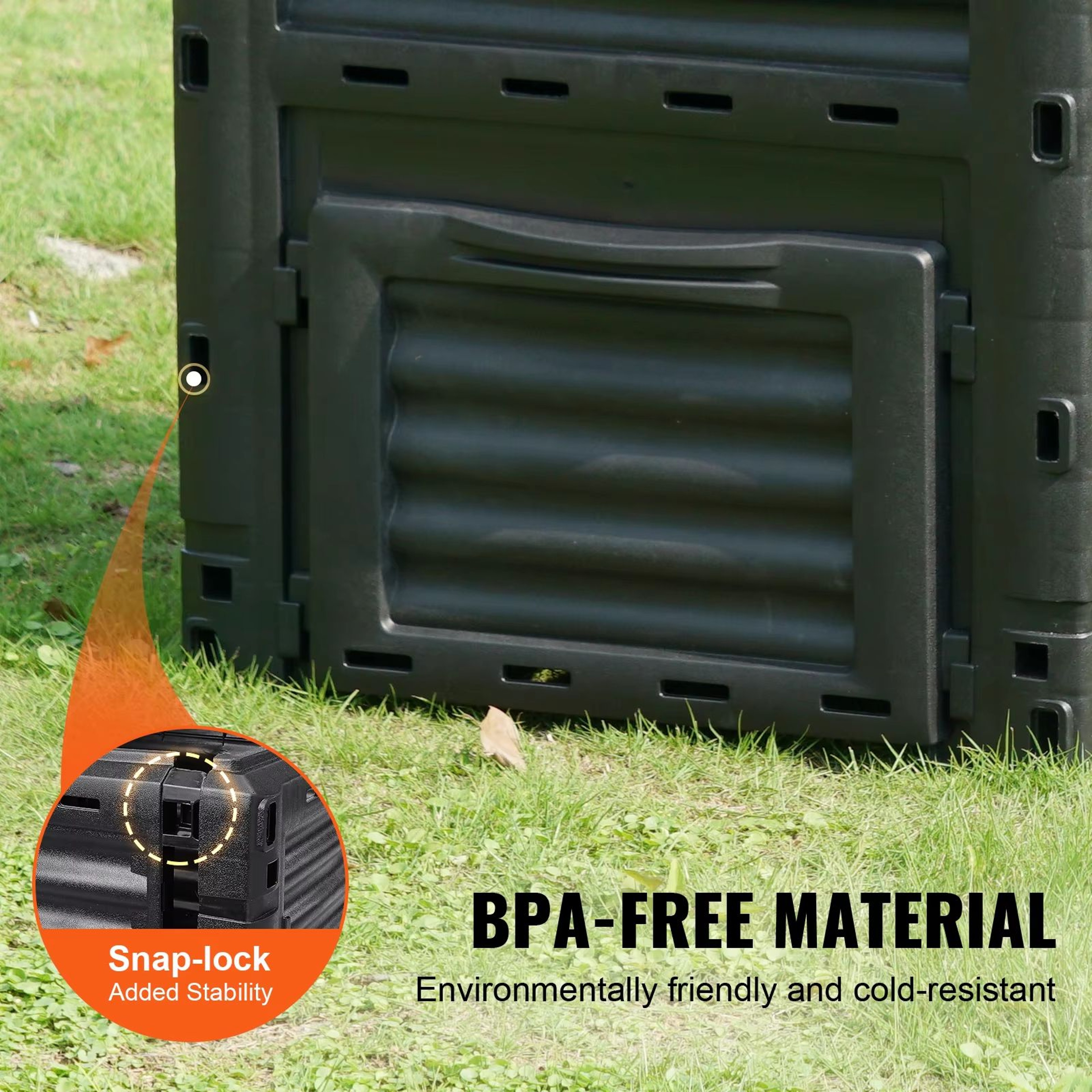 SucceBuy BPA Free Large Capacity Outdoor Garden Compost Bin With Lid And Bottom Door 4