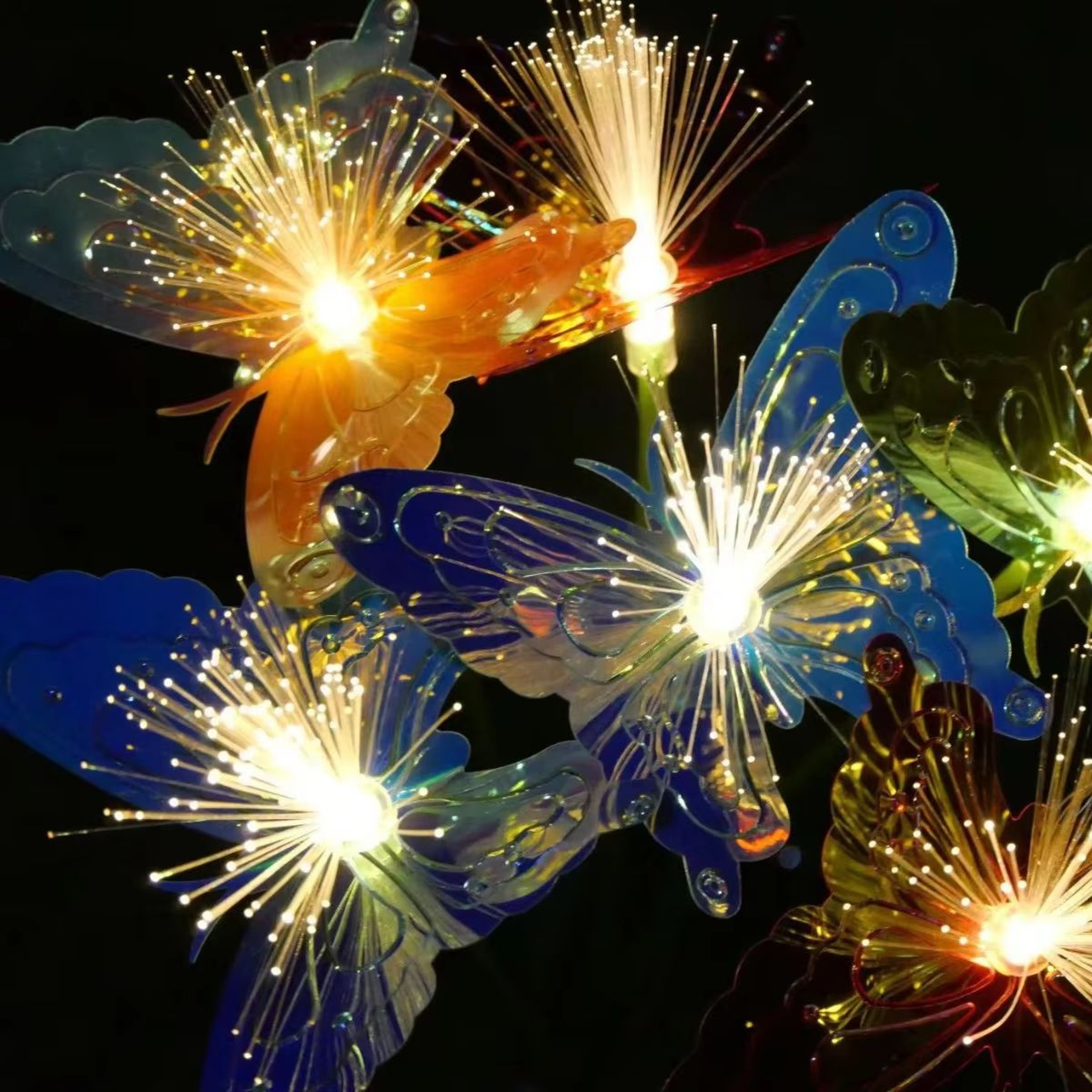 Solar LED Fiber Optic Butterfly Garden Light With 6 Heads For Outdoor Lawn Decoration 3