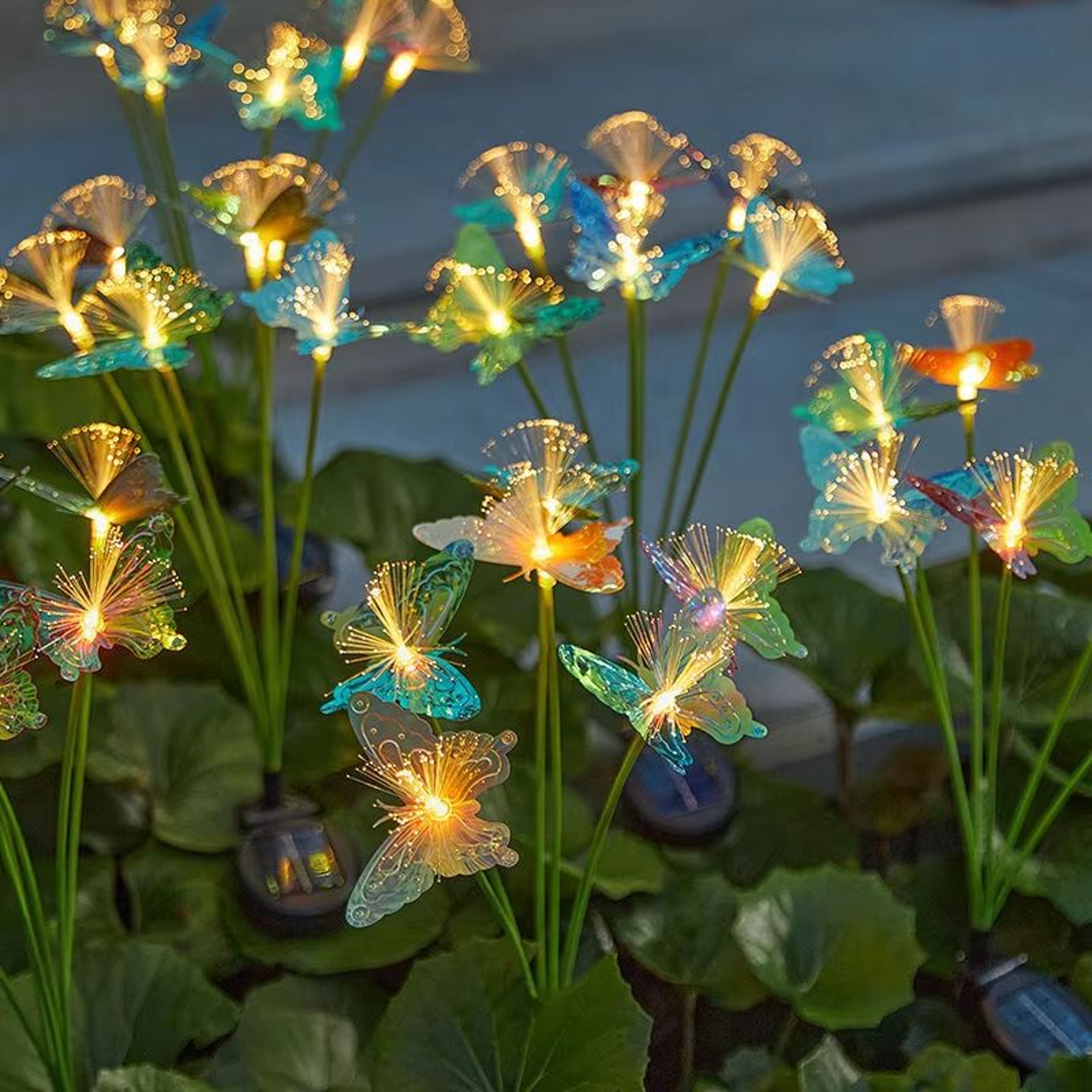 Solar LED Fiber Optic Butterfly Garden Light With 6 Heads For Outdoor Lawn Decoration 4